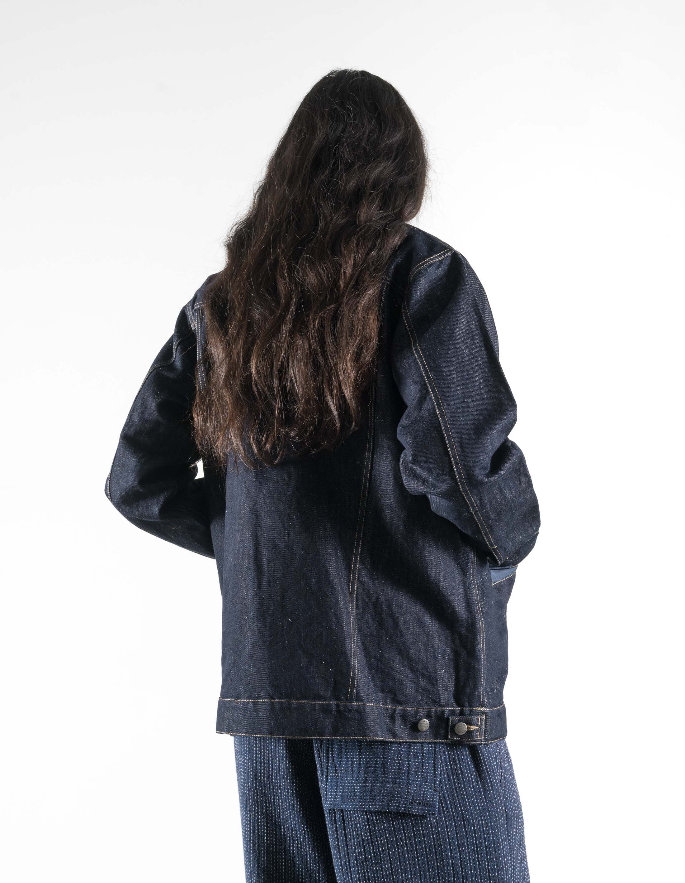 7314 L2-B Hemp Denim Trucker Kimono Indigo - Image 6