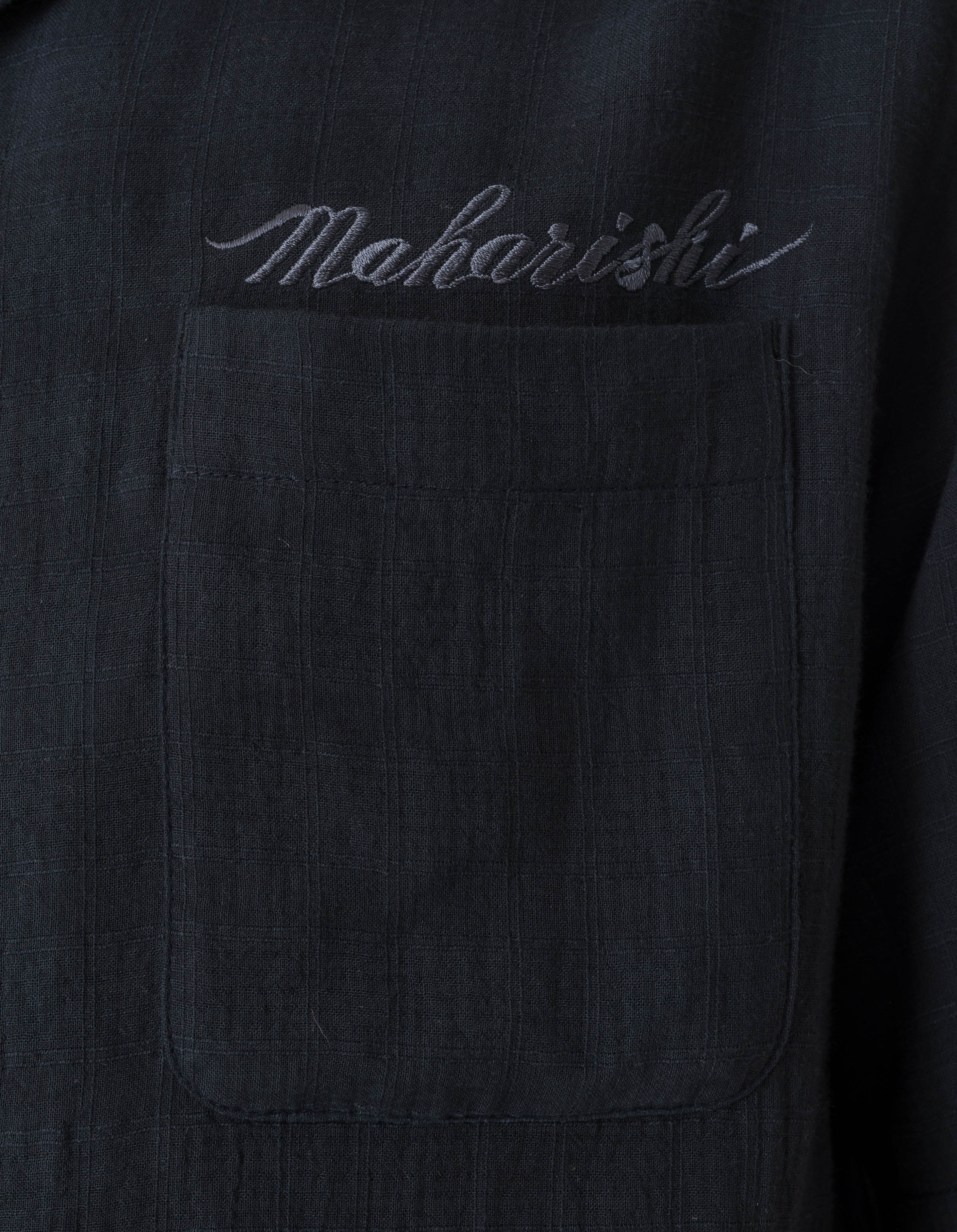 7316 Light Double Voile Cuban Shirt Navy - Image 6