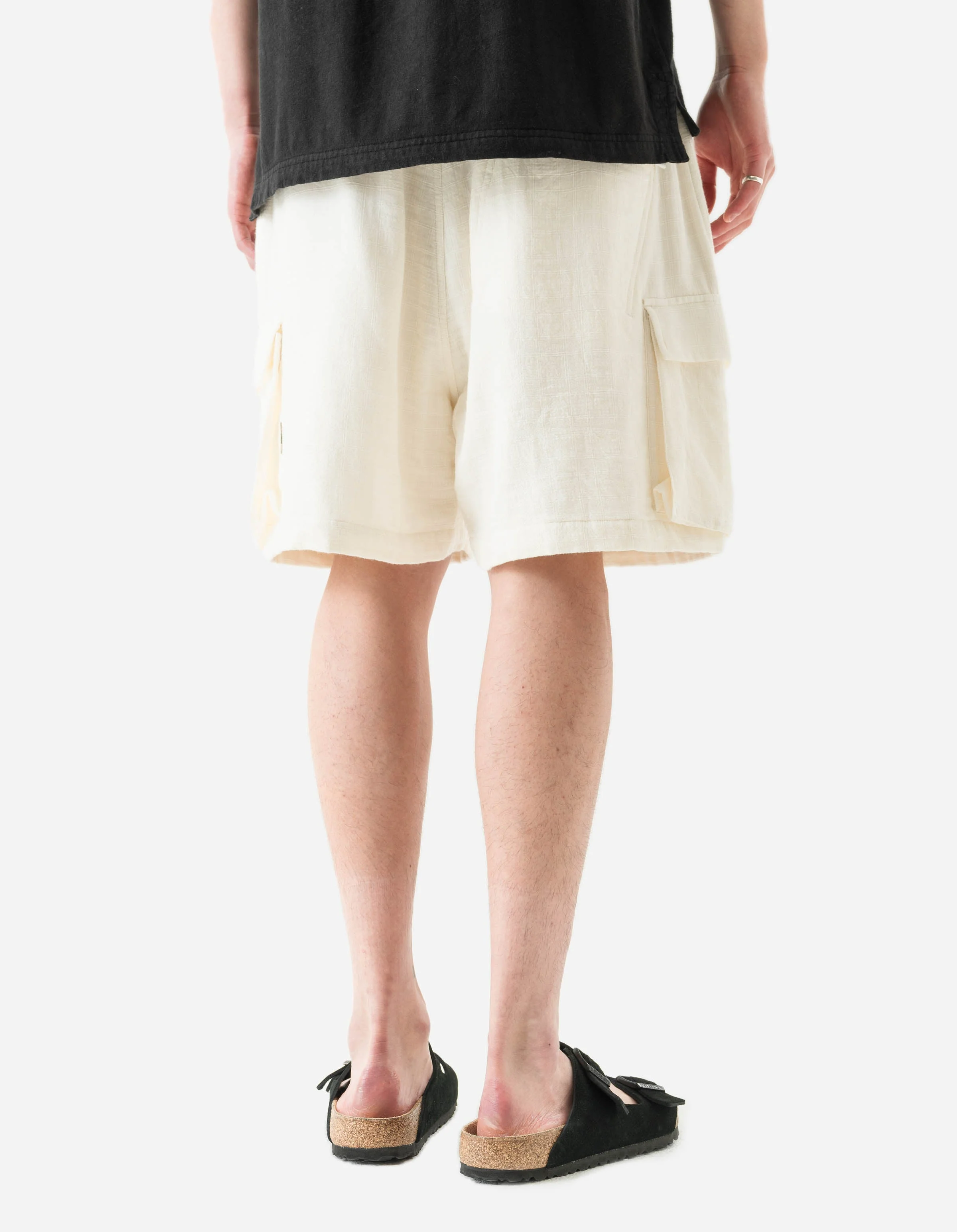 7317 Double Voile Asym Cargo Shorts Ecru - Image 3