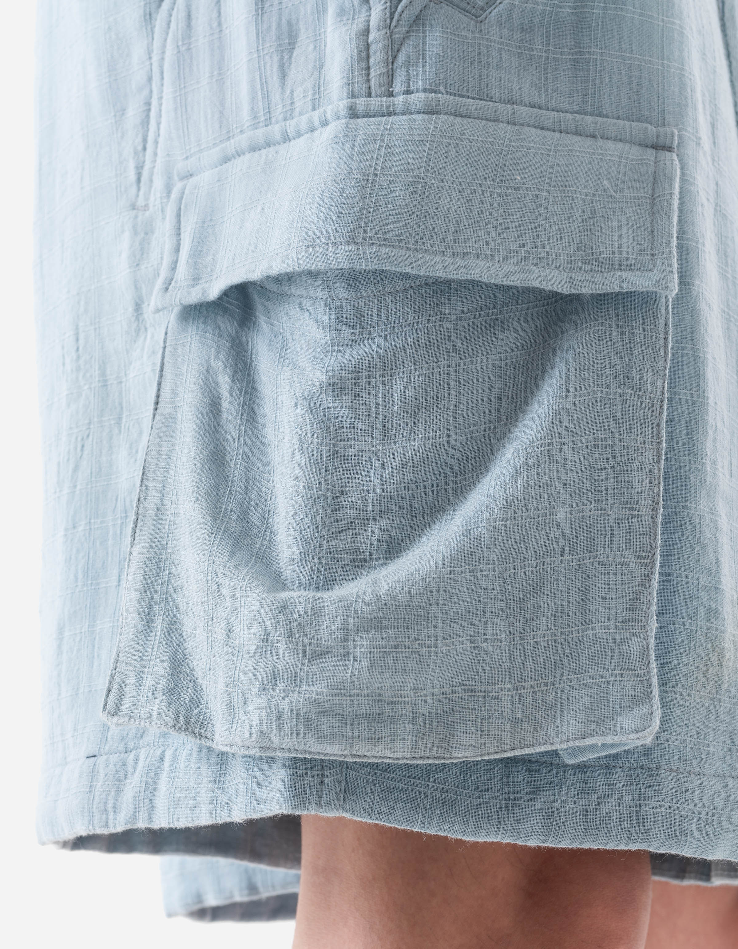 7317 Double Voile Asym Cargo Shorts Light Blue - Image 5