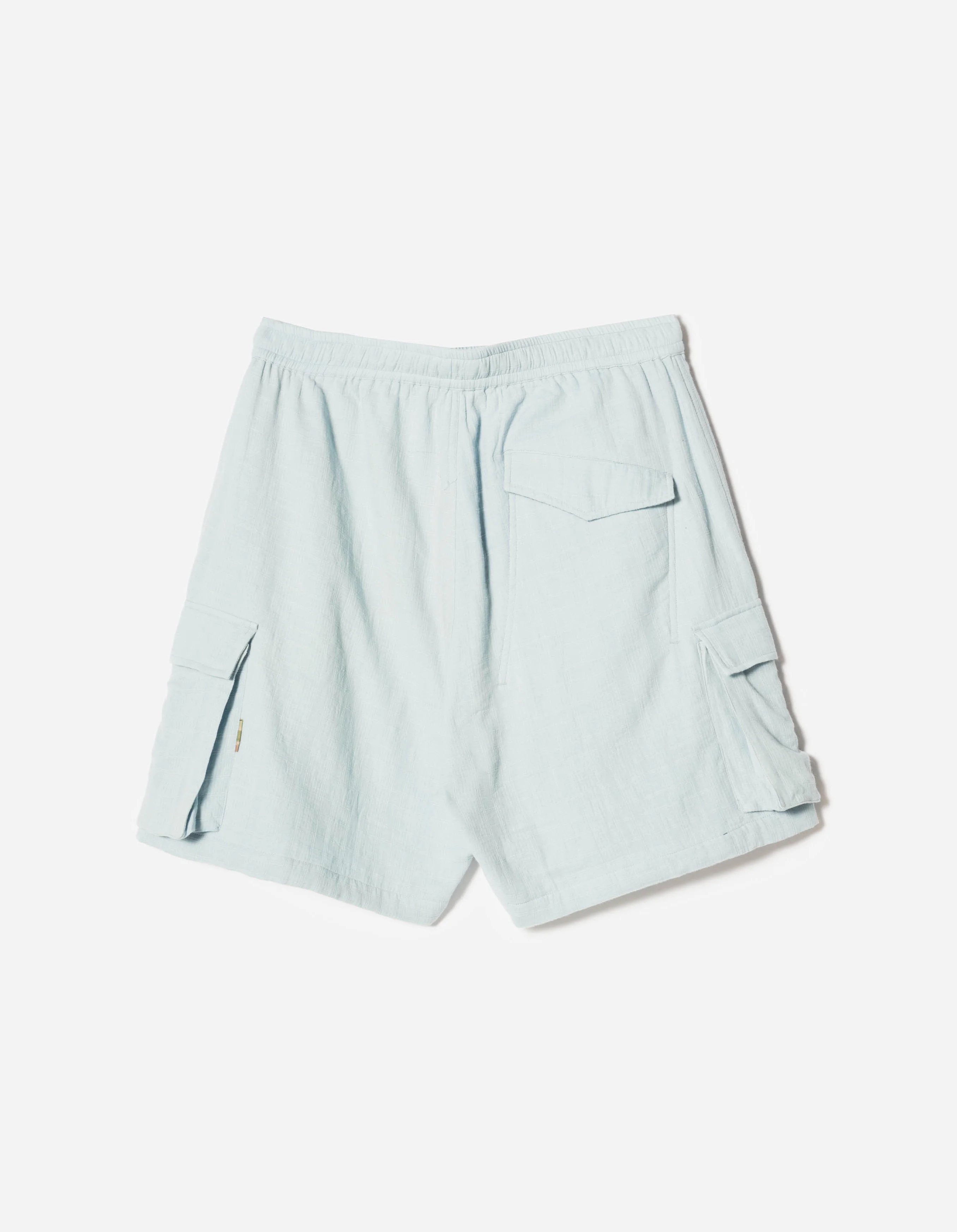 7317 Double Voile Asym Cargo Shorts Light Blue - Image 7