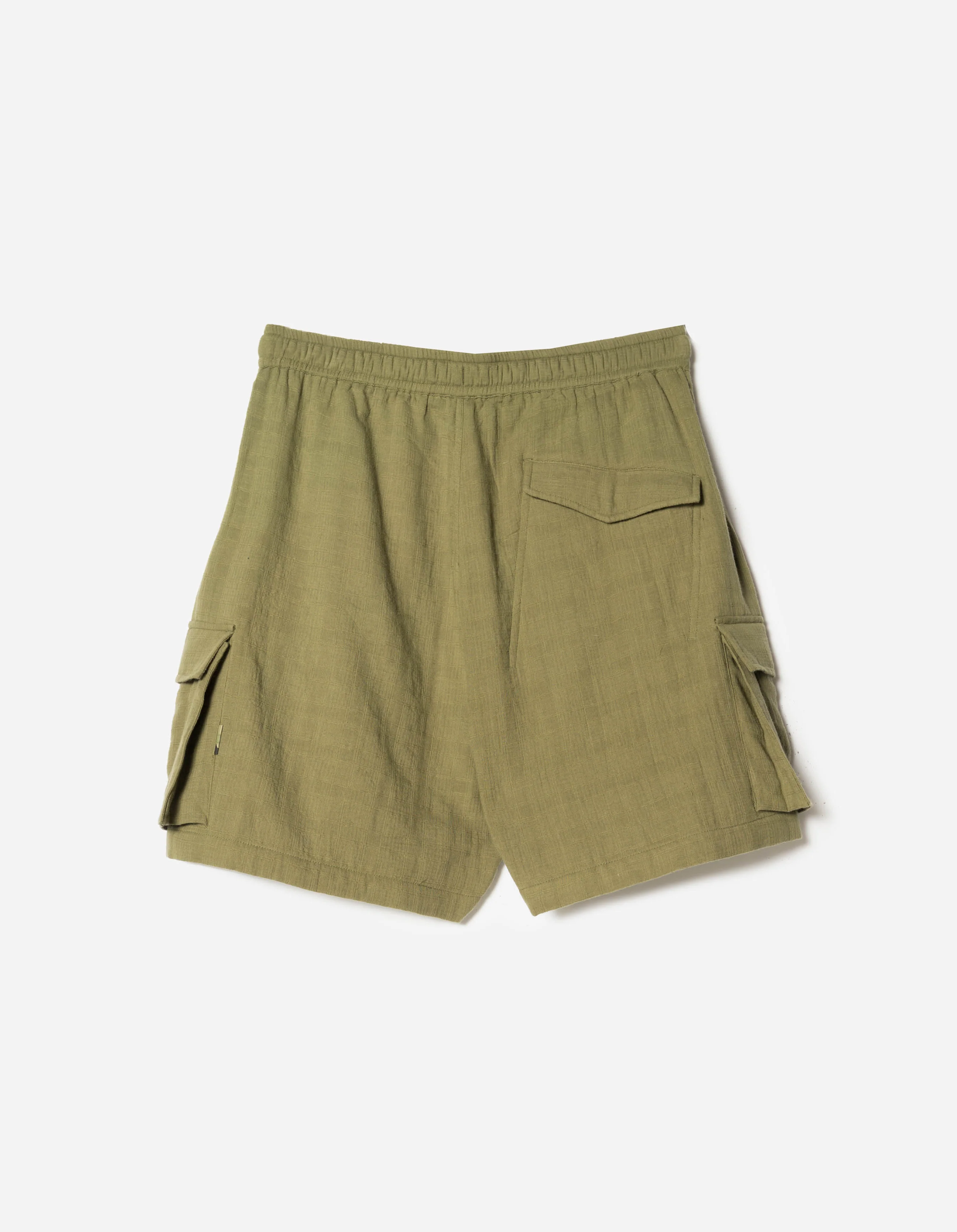7317 Double Voile Asym Cargo Shorts Olive OG-107F - Image 5