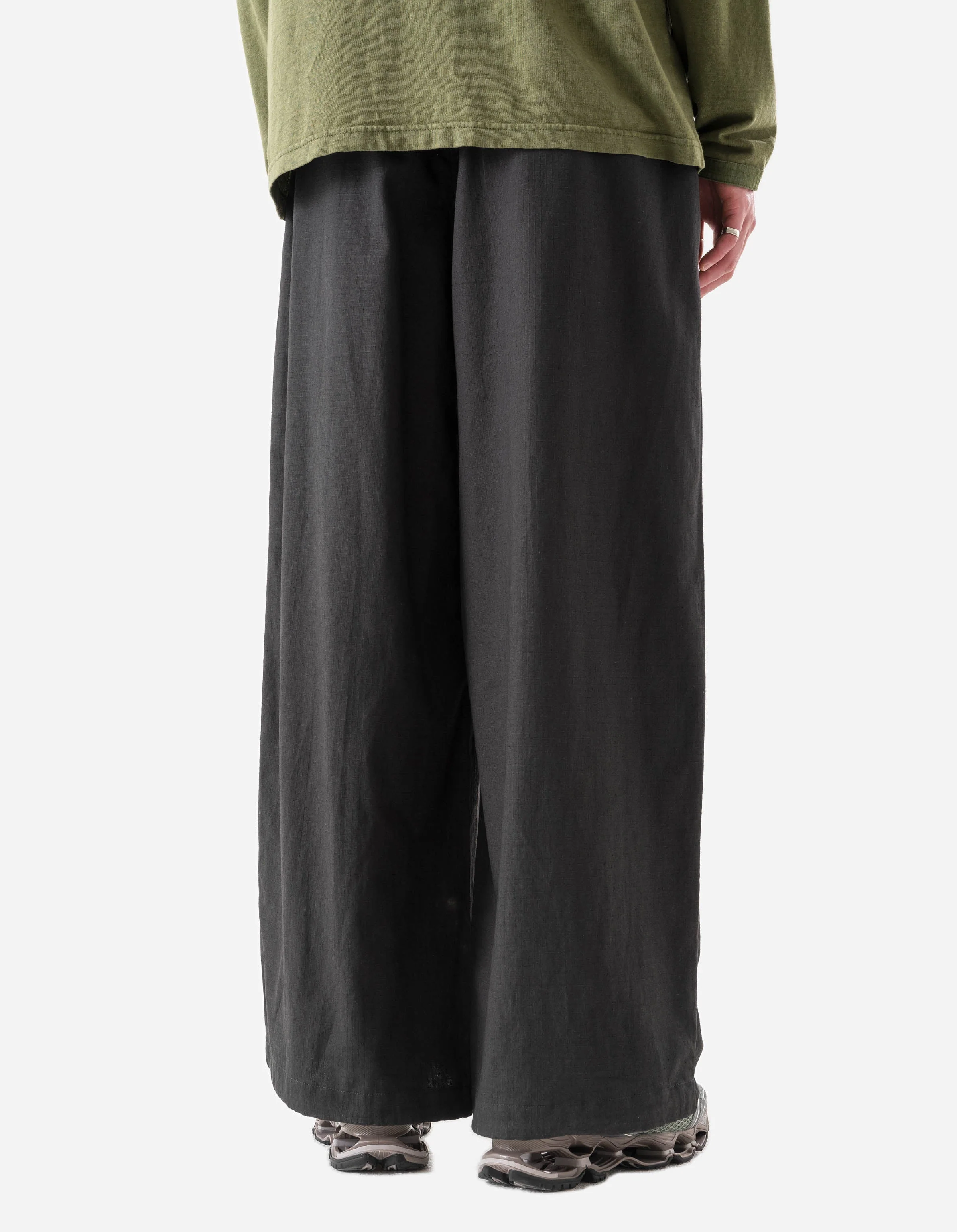 7319 Hemp Ripstop Pleated Trousers Black - Image 6