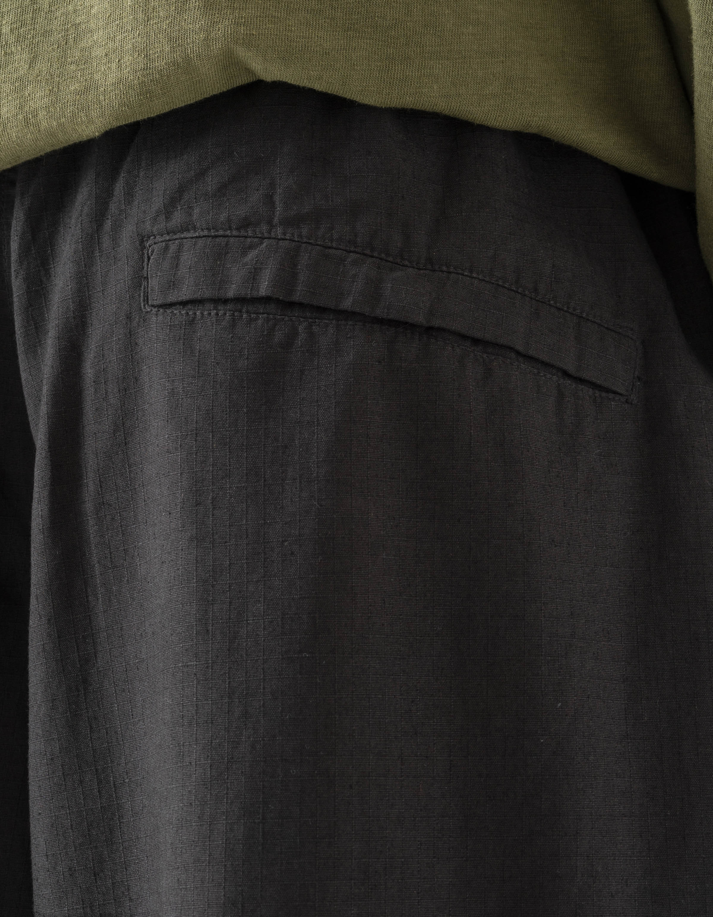 7319 Hemp Ripstop Pleated Trousers Black - Image 7