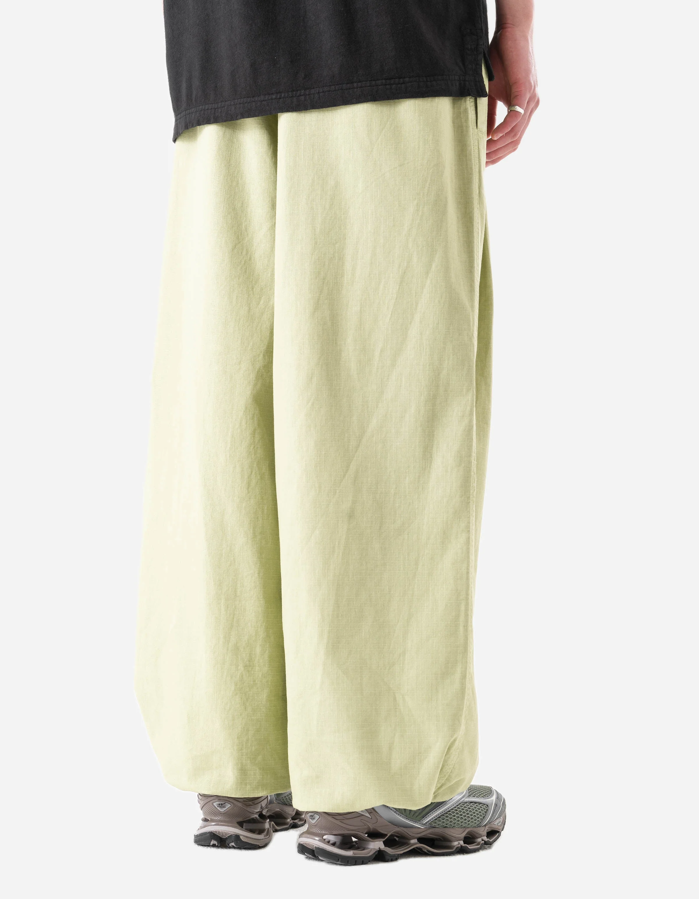7319 Hemp Ripstop Pleated Trousers Moss Green - Image 6