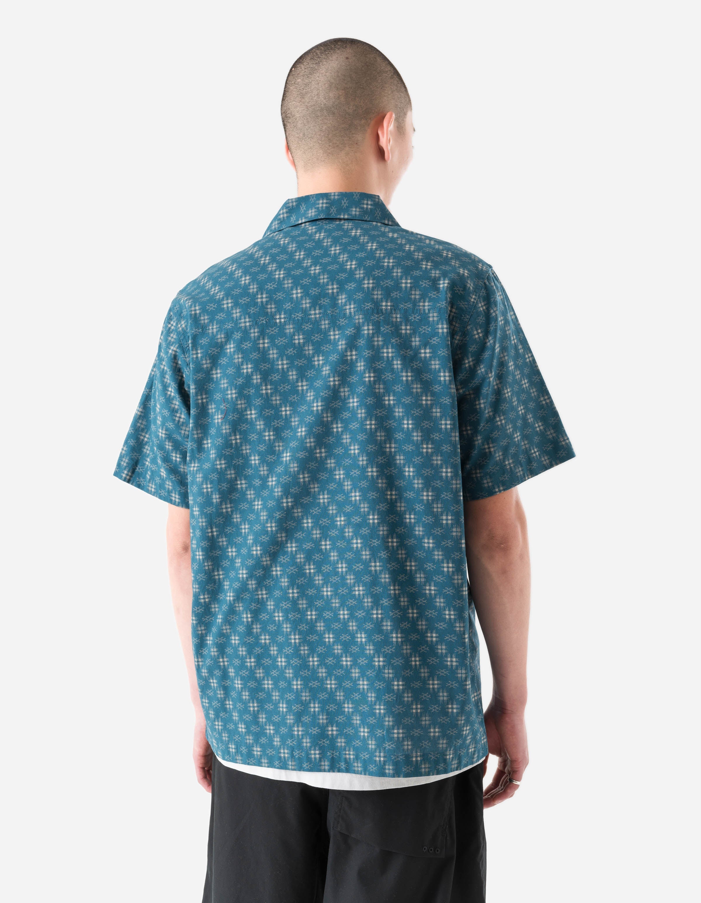 7320 Kasuri Cuban Collar Shirt Aizome Blue - Image 6