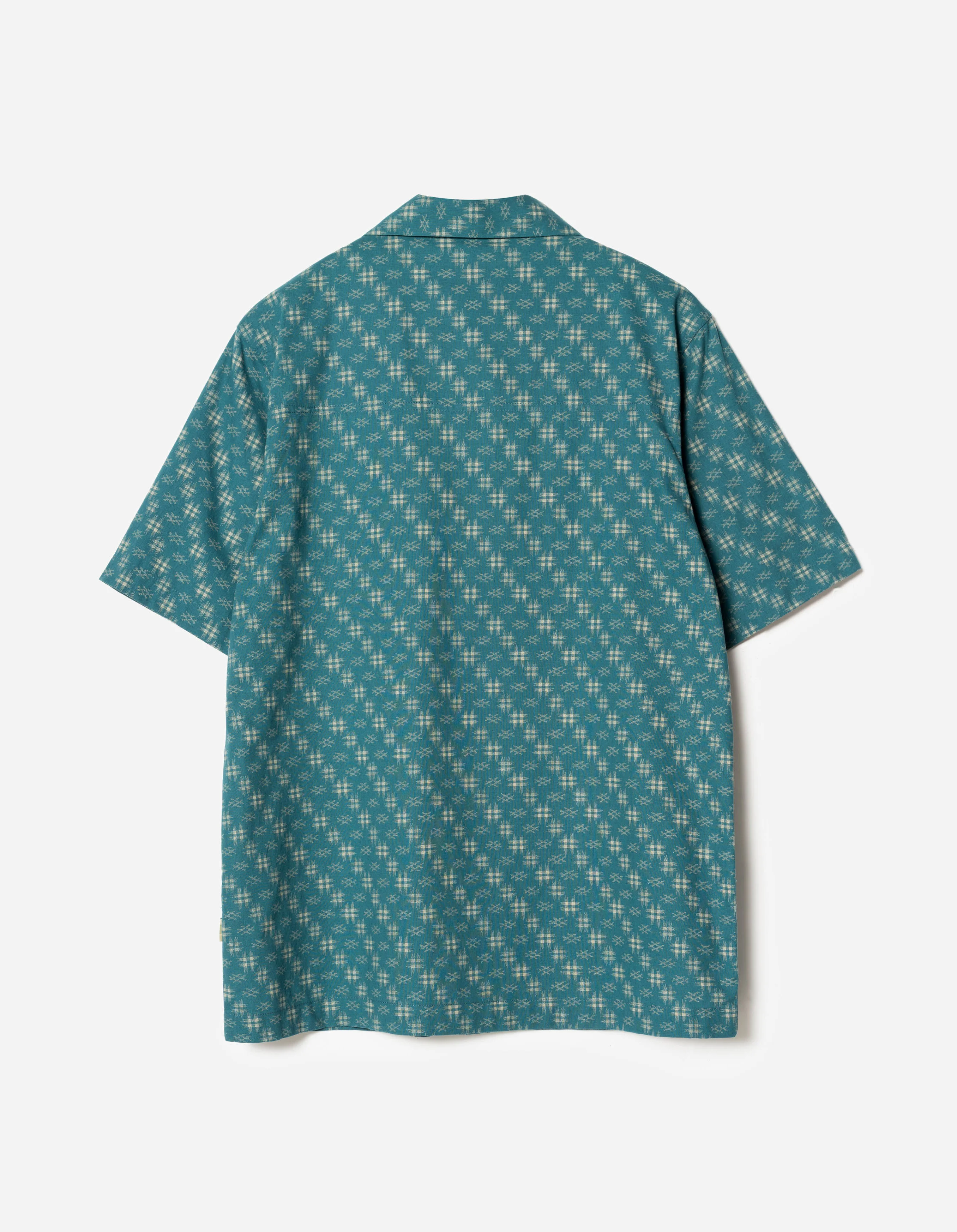 7320 Kasuri Cuban Collar Shirt Aizome Blue - Image 8