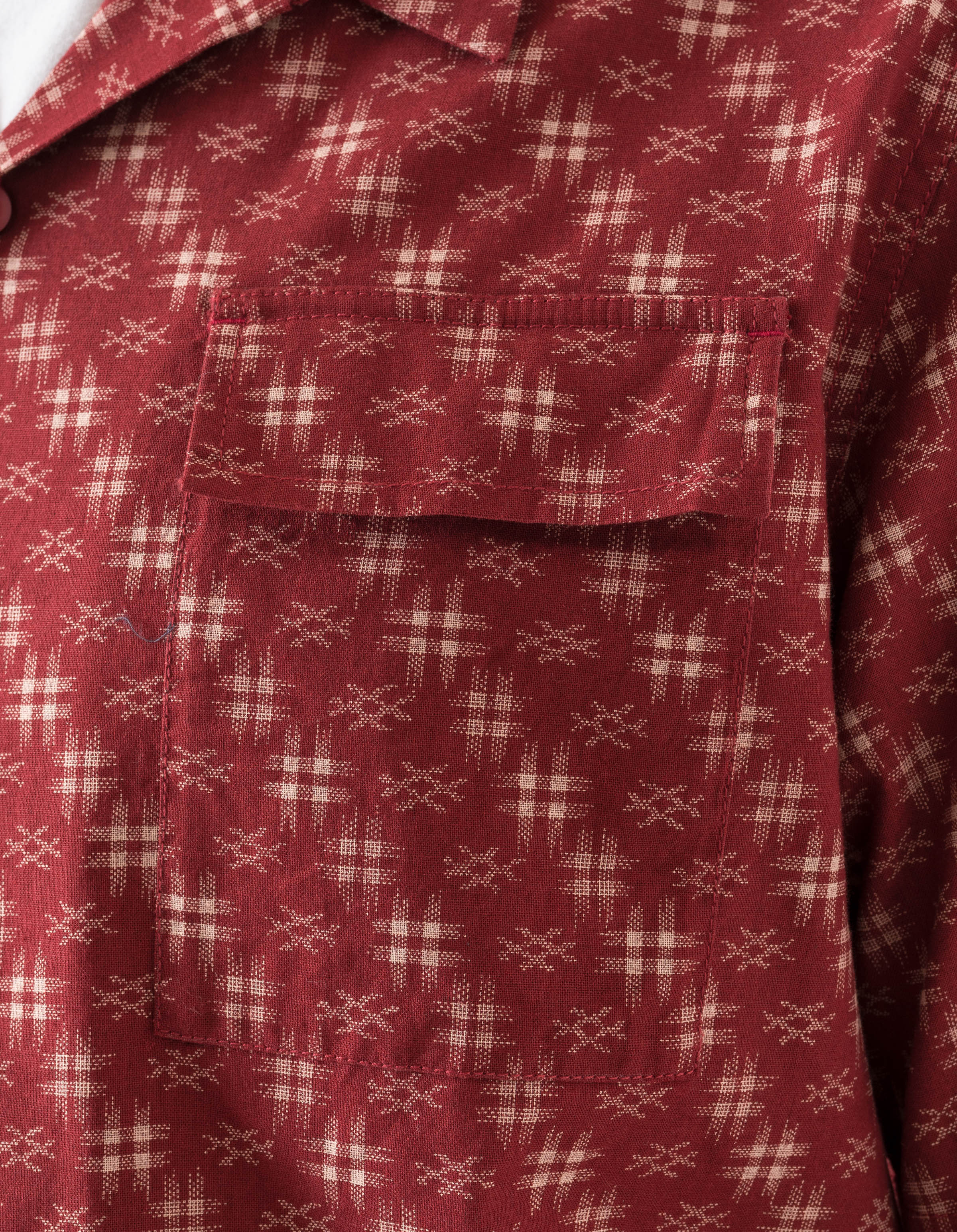 7320 Kasuri Cuban Collar Shirt Aka Red - Image 5