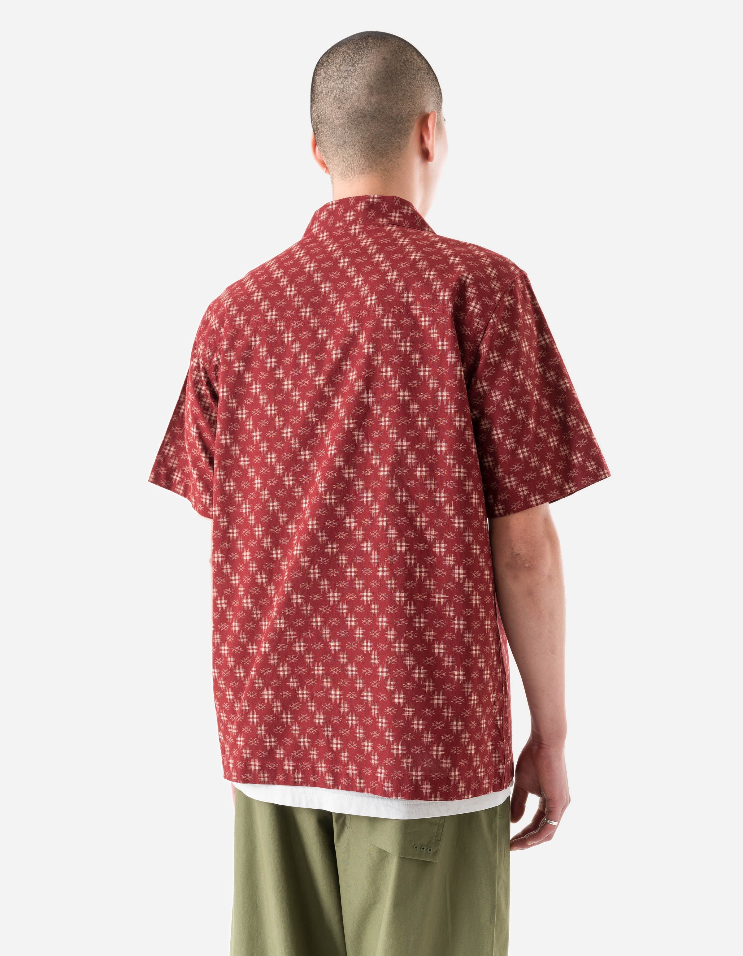 7320 Kasuri Cuban Collar Shirt Aka Red - Image 7