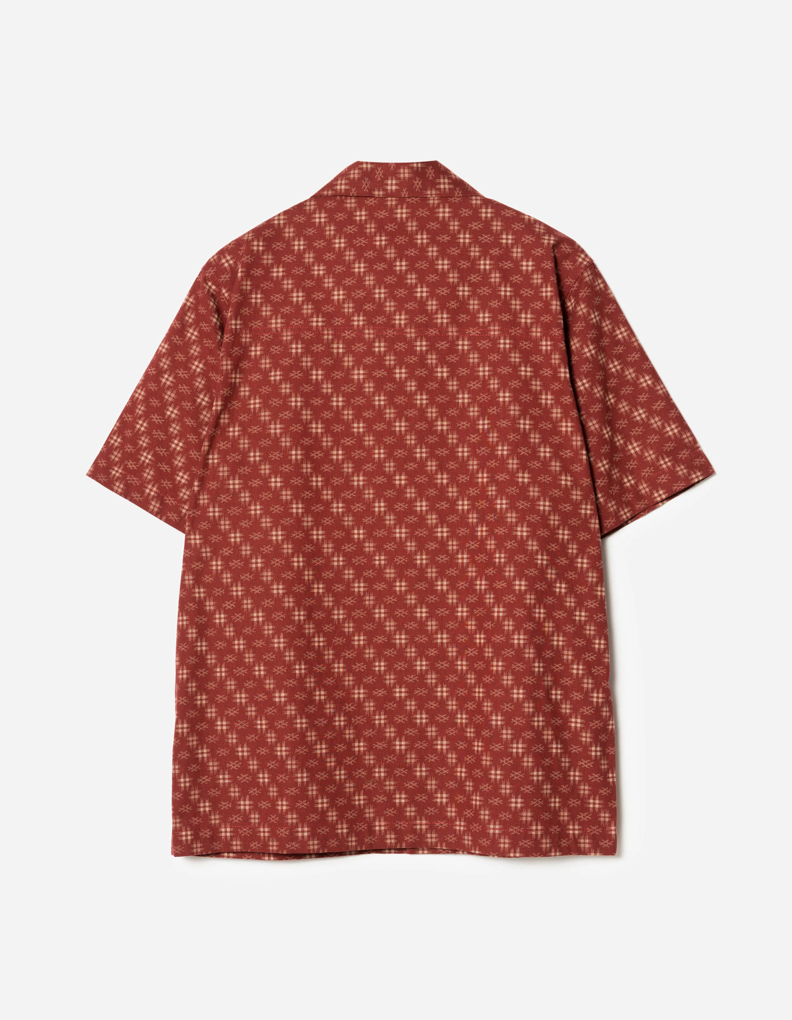 7320 Kasuri Cuban Collar Shirt Aka Red - Image 8
