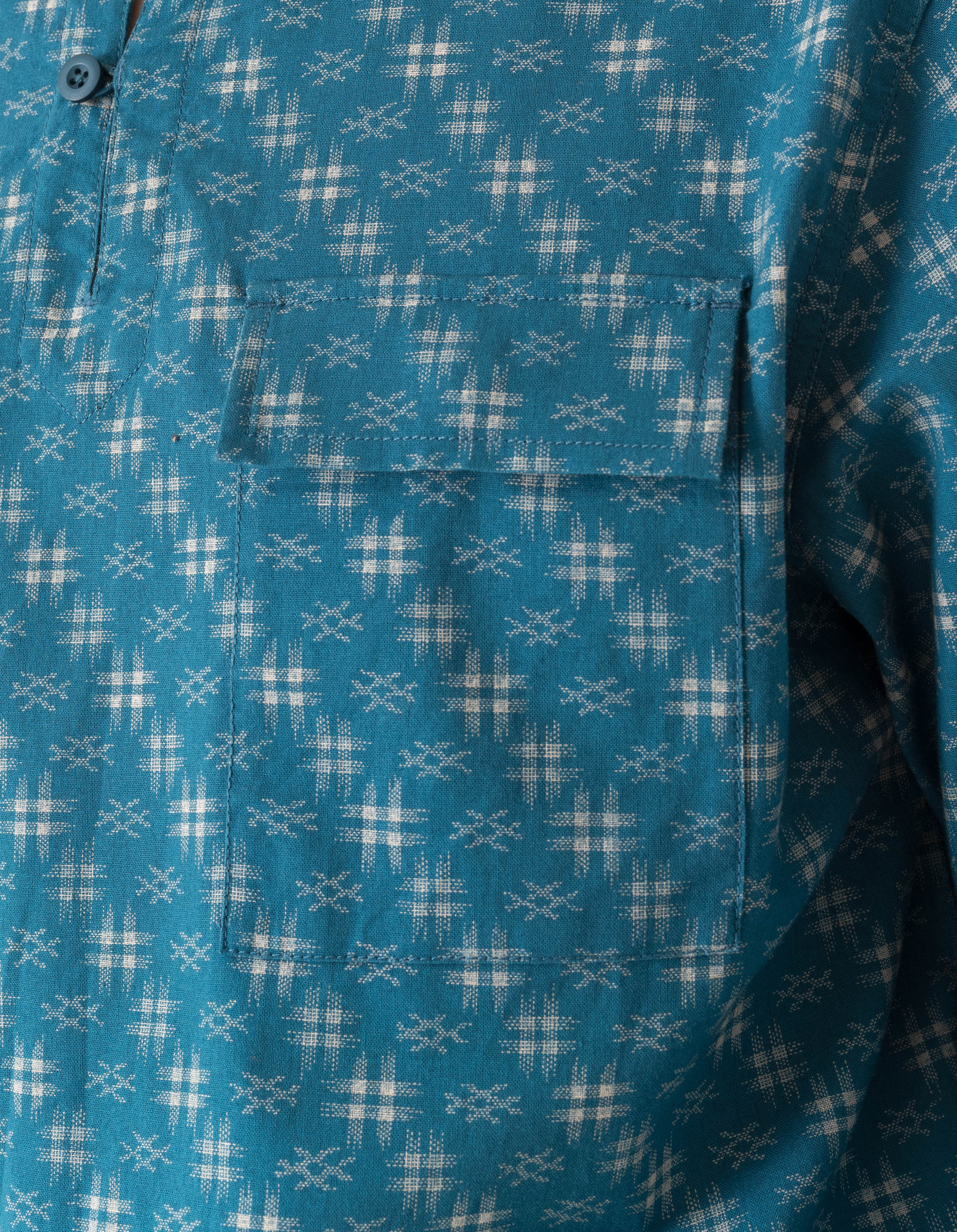 7321 Kasuri Kurta Shirt Aizome Blue - Image 5