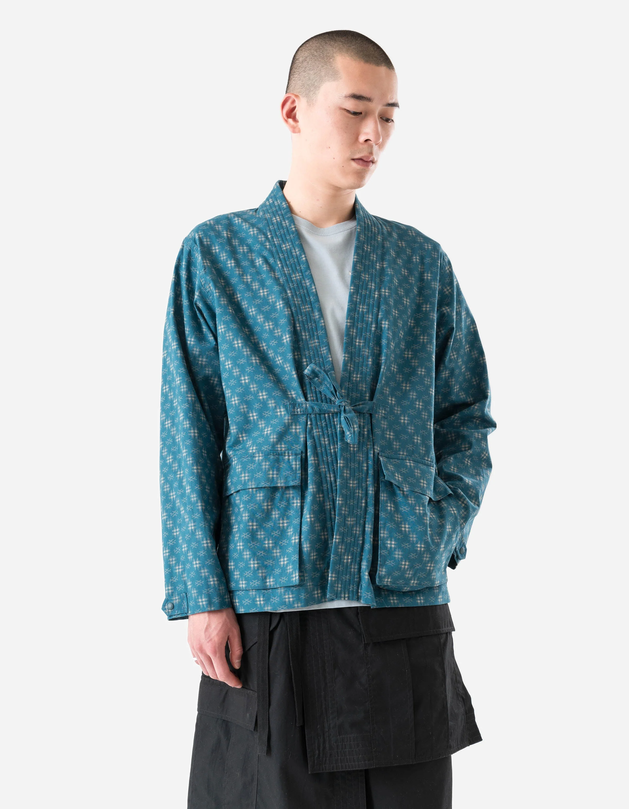 7322 Kasuri Kimono Overshirt Aizome Blue - Image 3