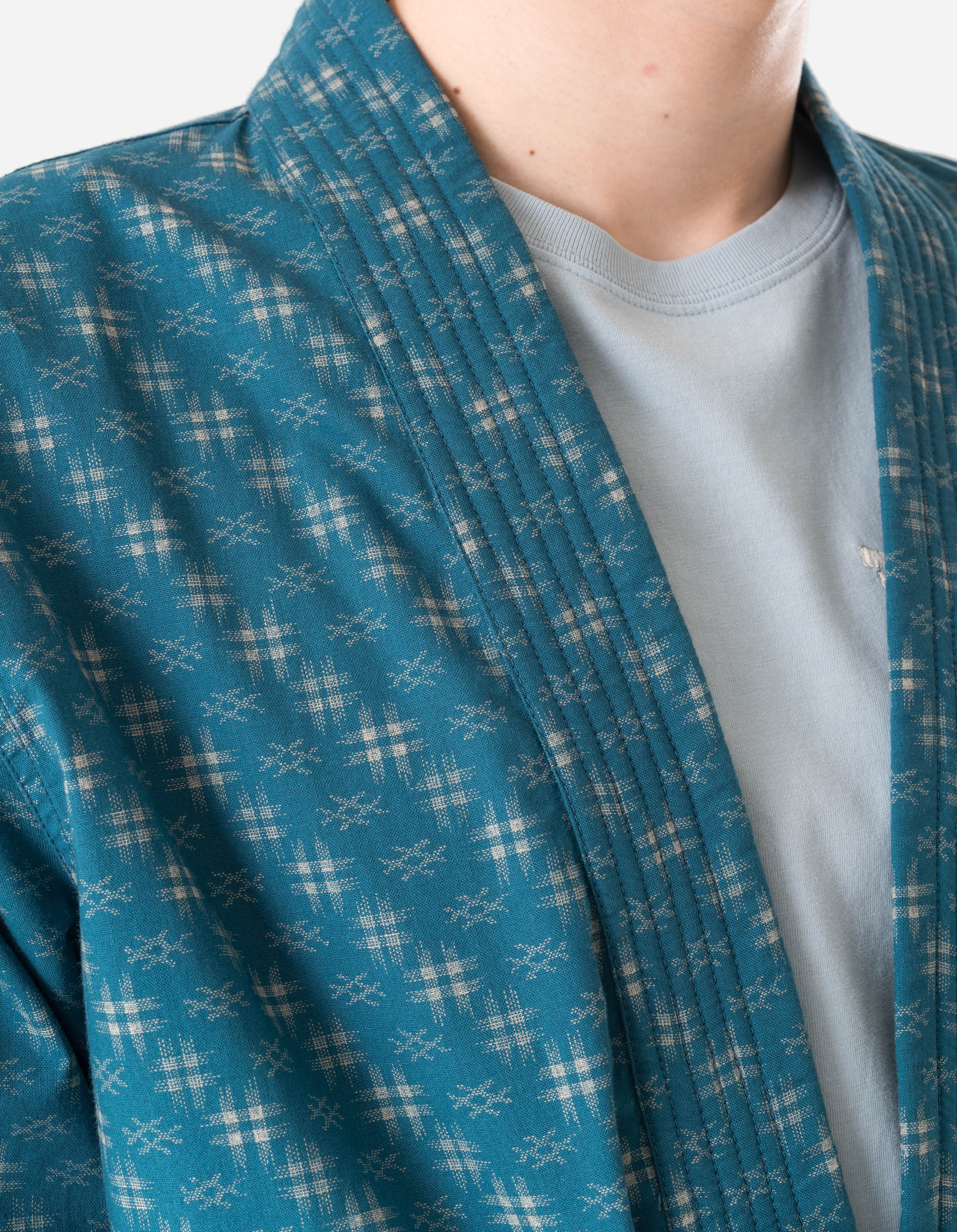 7322 Kasuri Kimono Overshirt Aizome Blue - Image 4