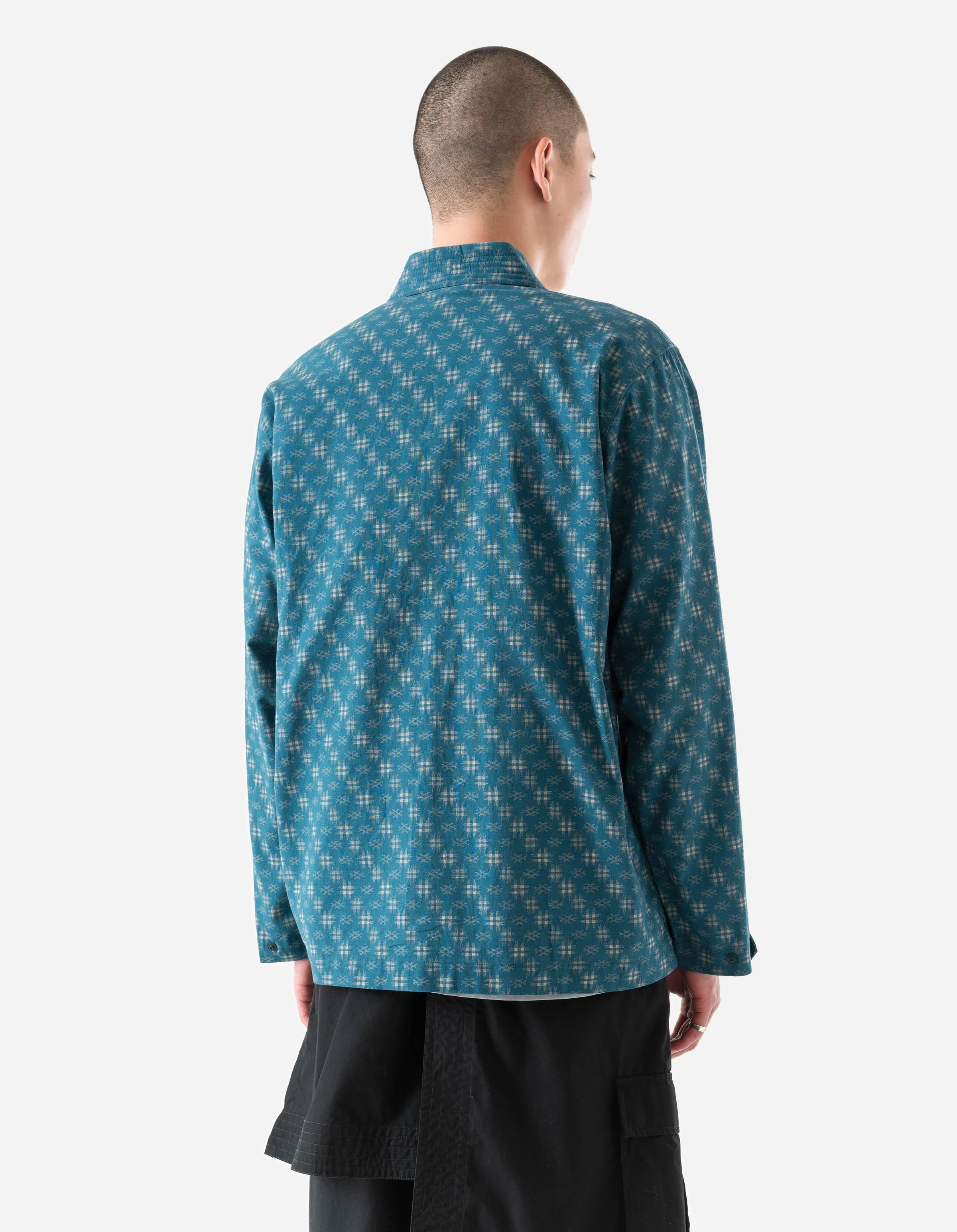 7322 Kasuri Kimono Overshirt Aizome Blue - Image 5