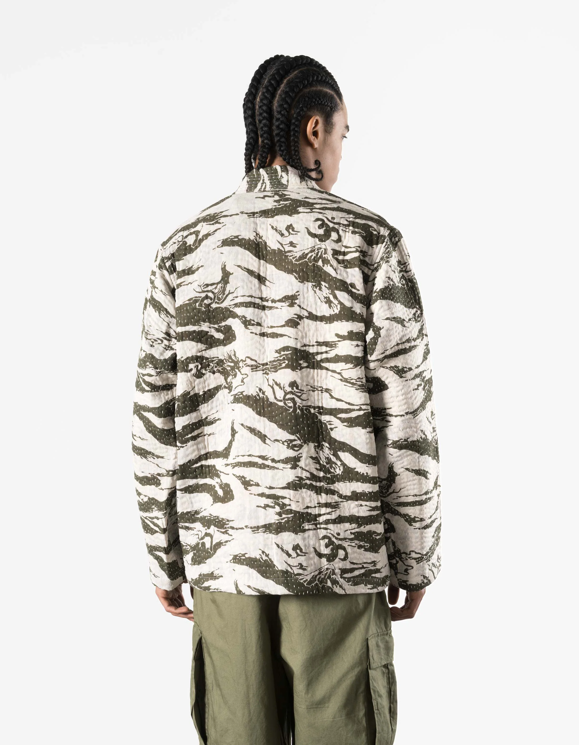 7333 Tigerstripe Kimono Ecru/Olive - Image 9