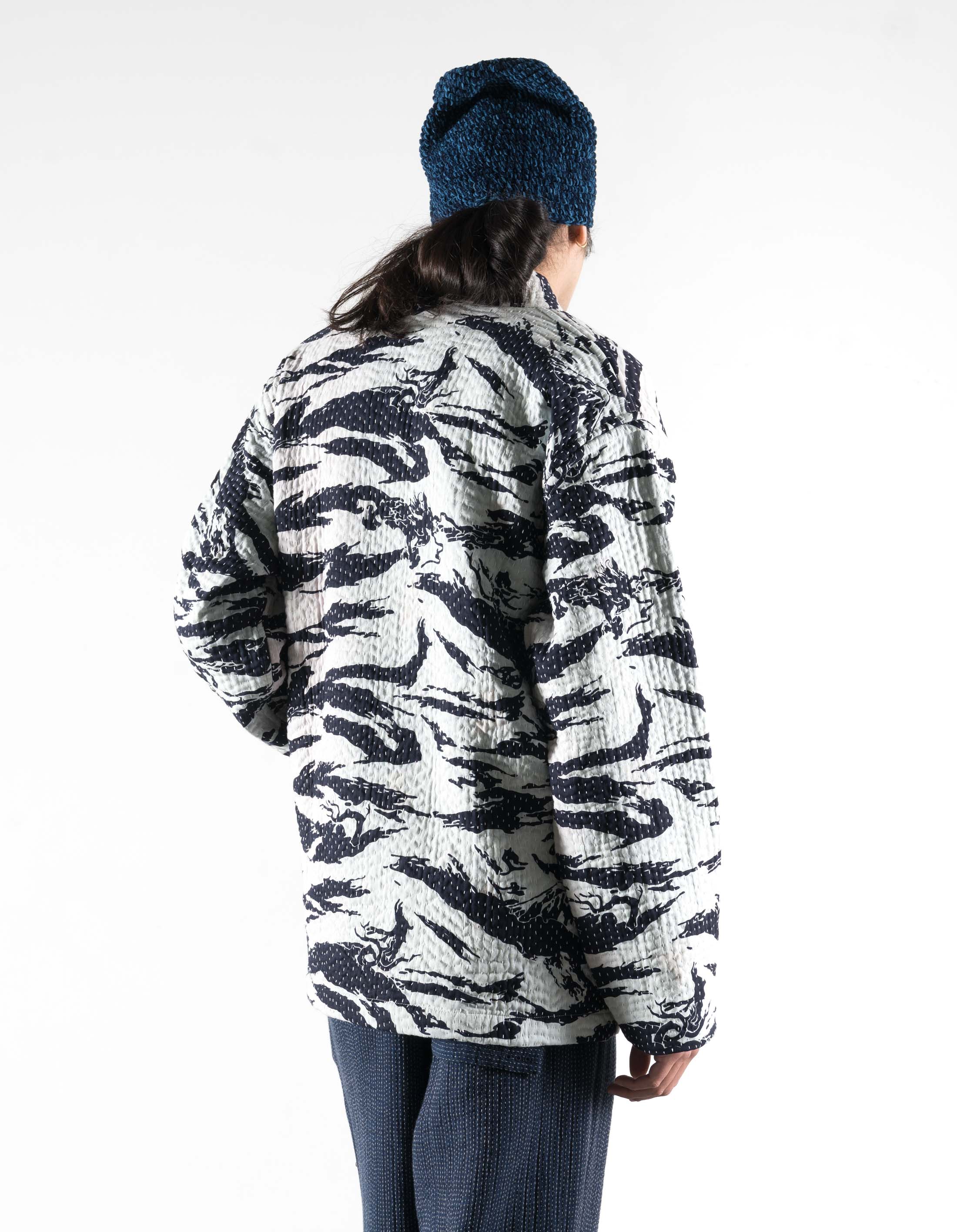 7333 Tigerstripe Kimono Navy/Ecru - Image 4