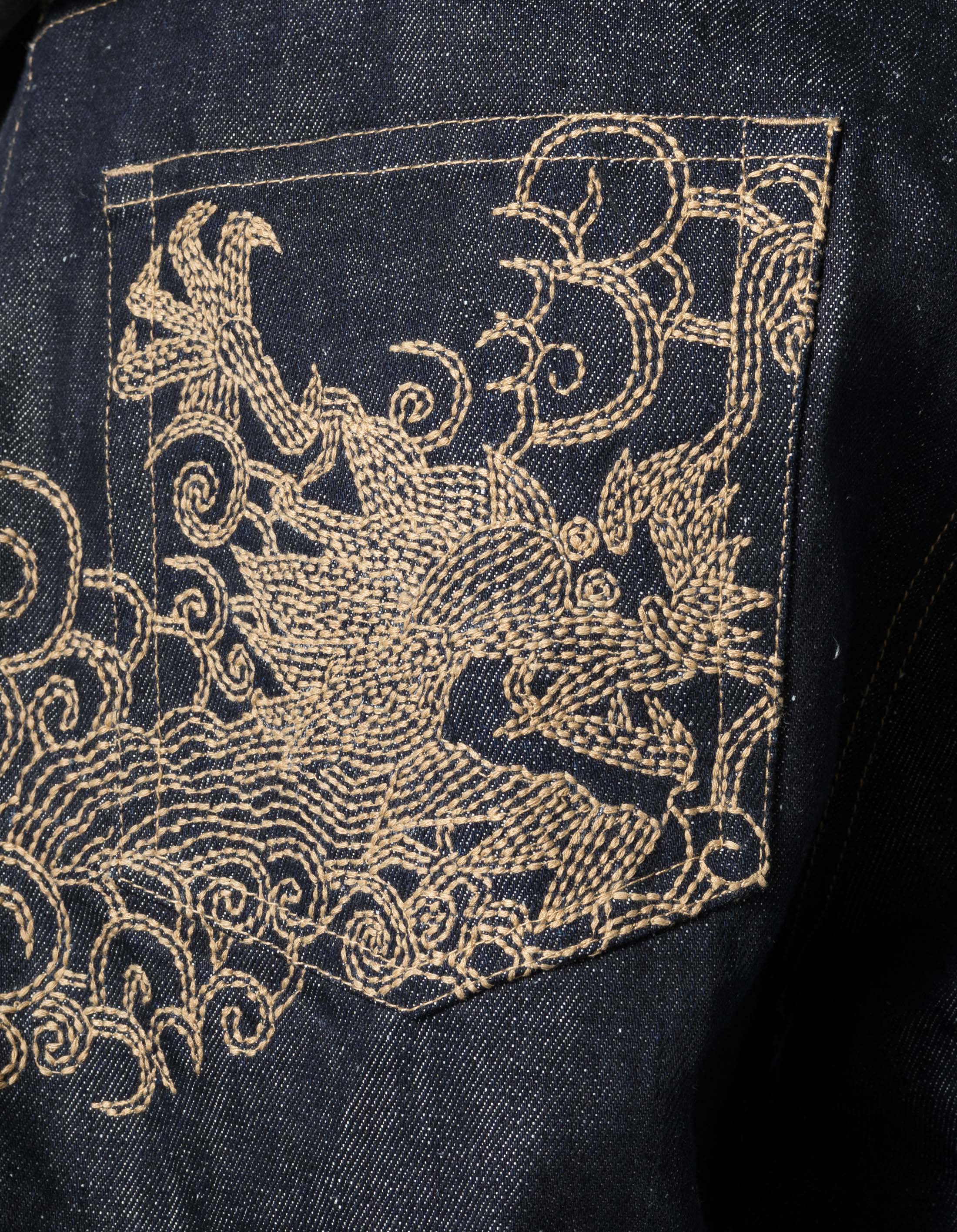 7336 Rising Dragon Hemp Jeans Indigo - Image 8