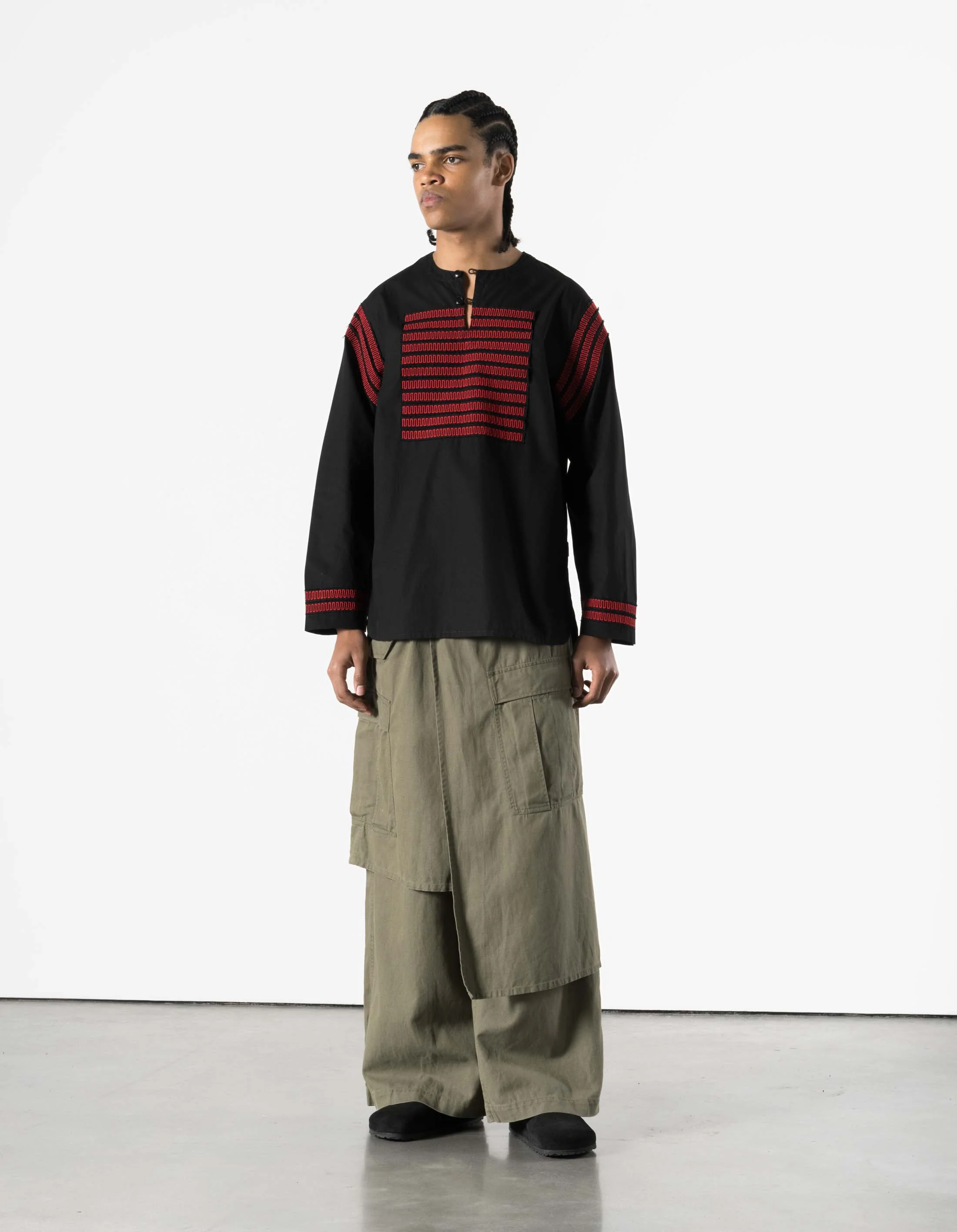 7341 Hill Tribe Kurta Shirt Black - Image 2