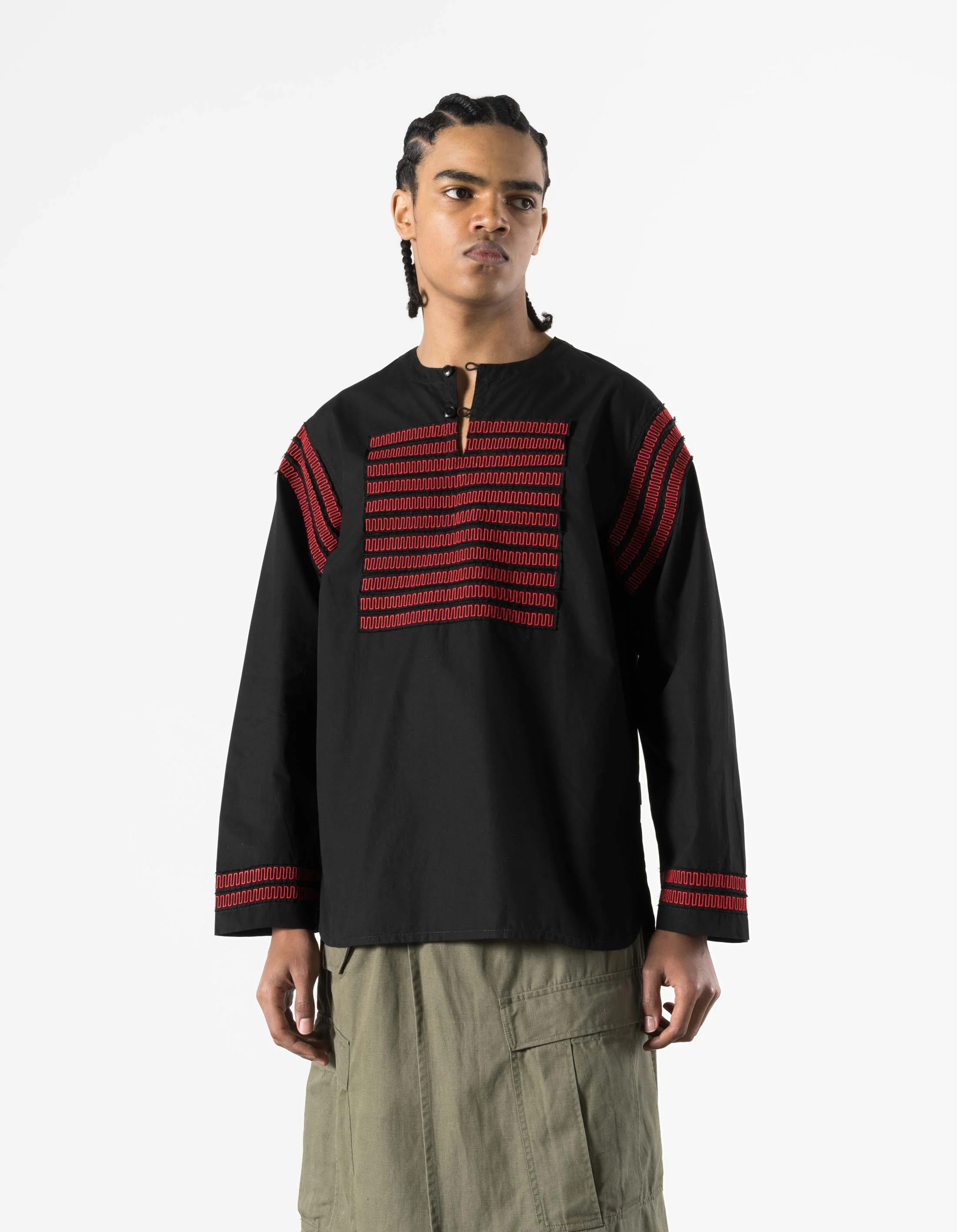 7341 Hill Tribe Kurta Shirt Black - Image 3