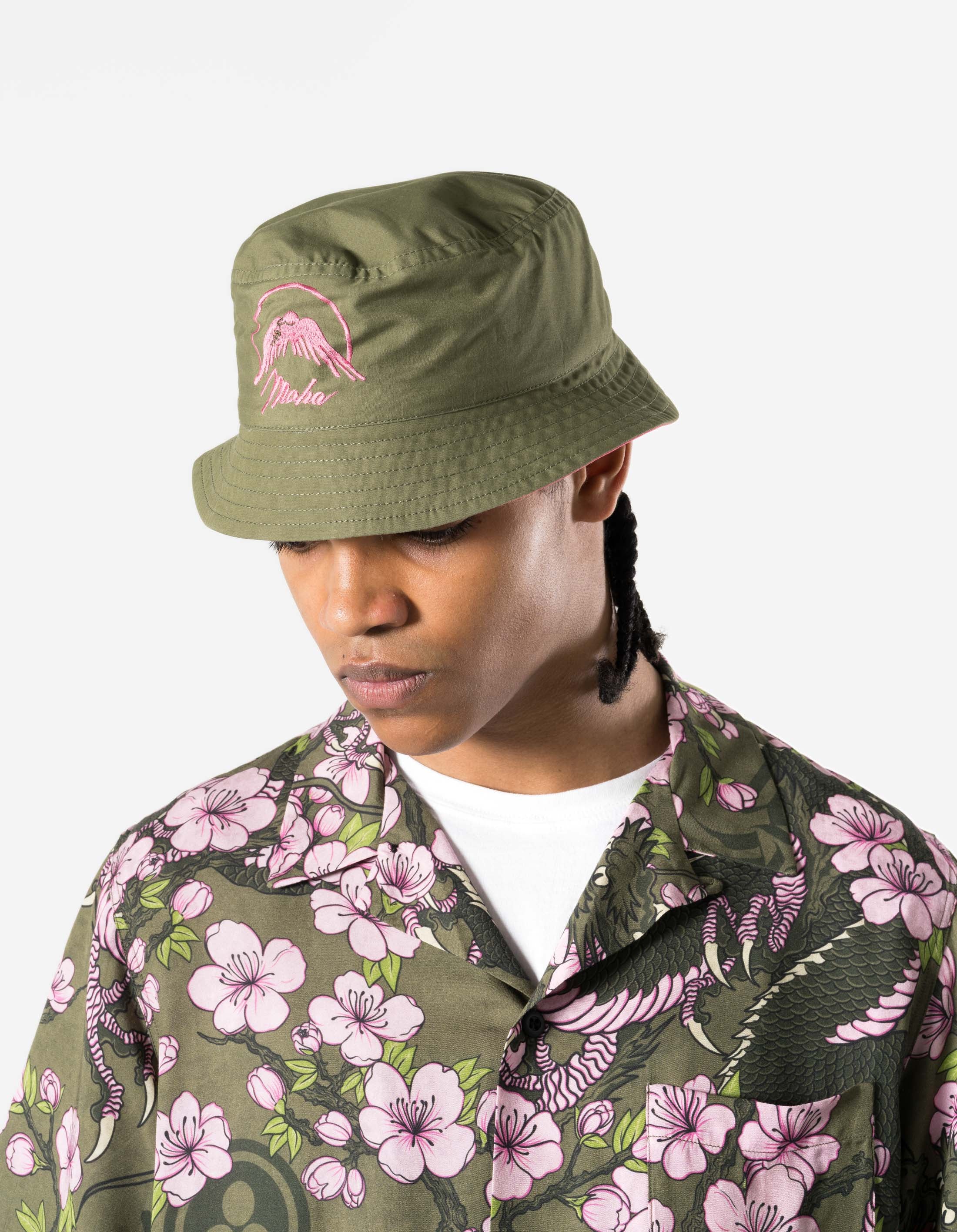 7346 Peace Dove Bucket Hat Olive/Pink - Image 2