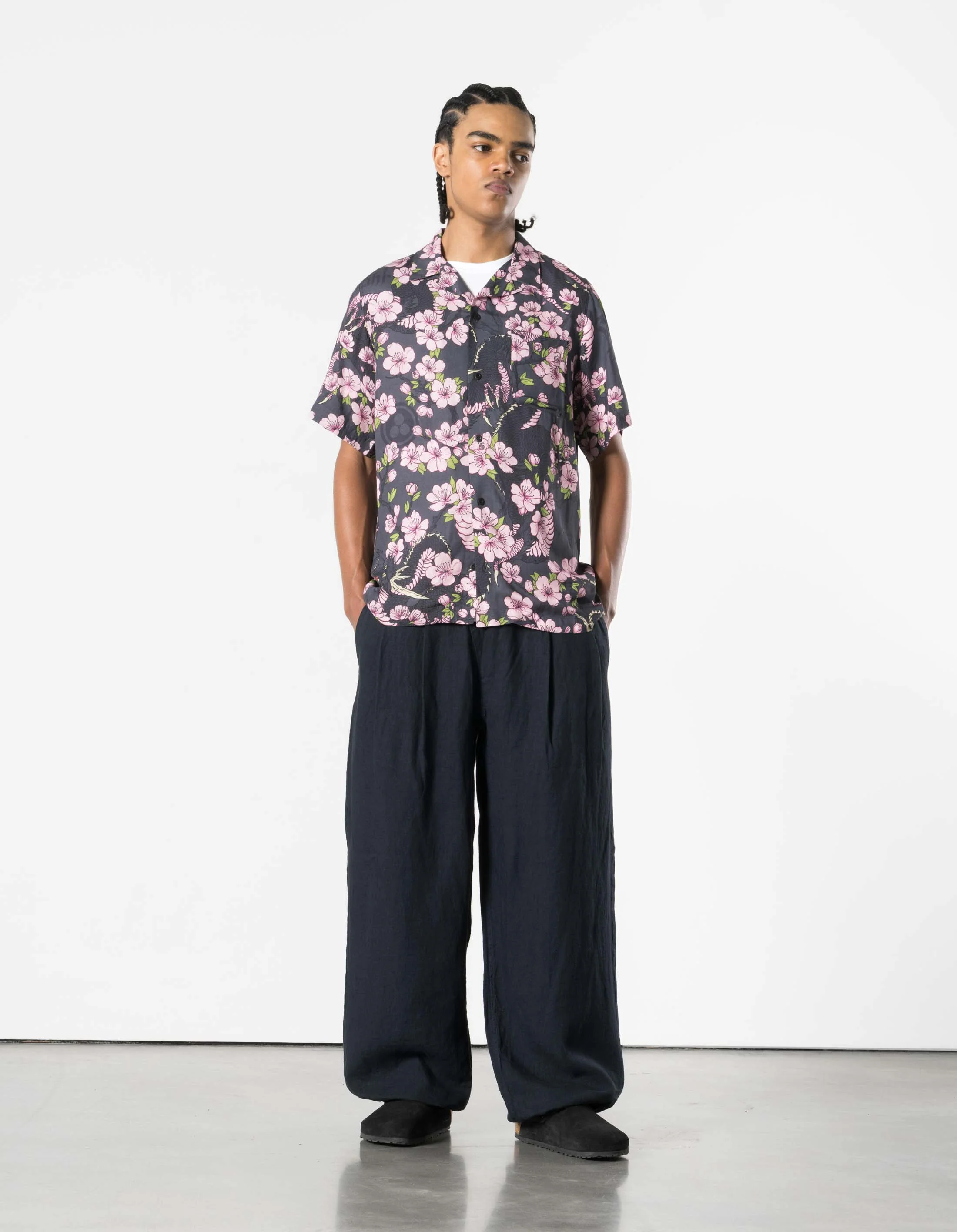 7359 Sakura Camp Collar Shirt Navy - Image 3