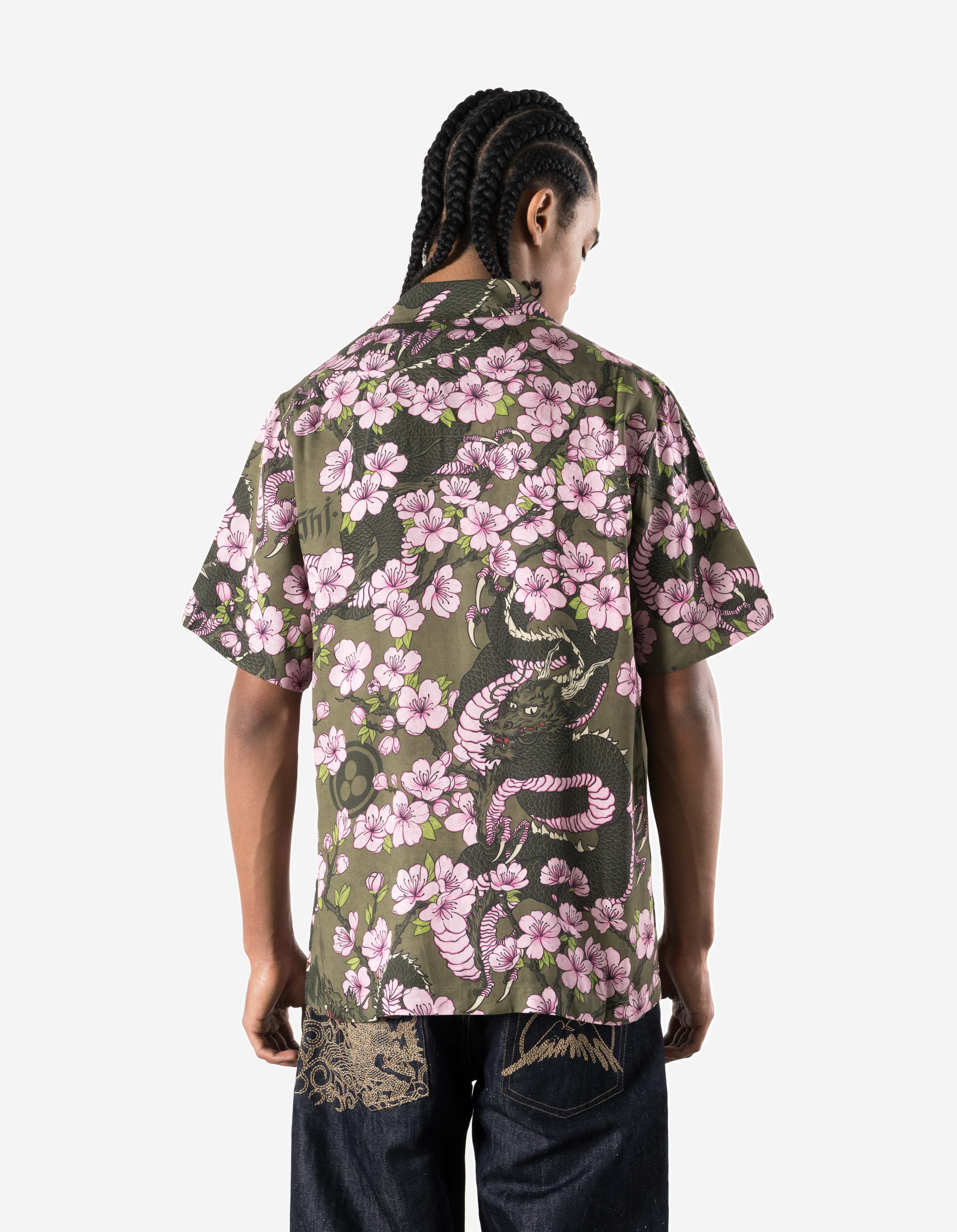 7359 Sakura Camp Collar Shirt Olive - Image 3