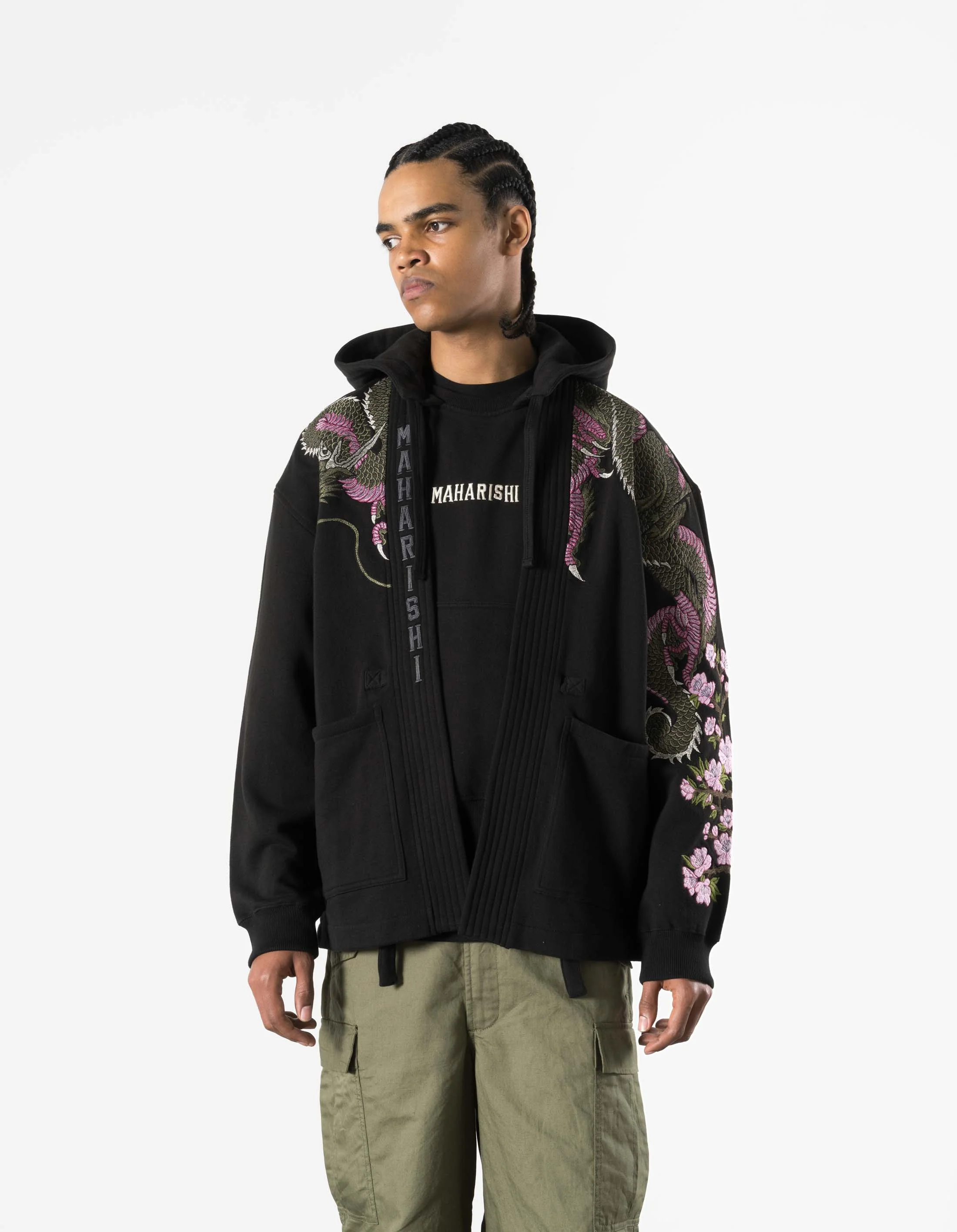 7361 Sakura Serenity Sweat Kimono Black - Image 3