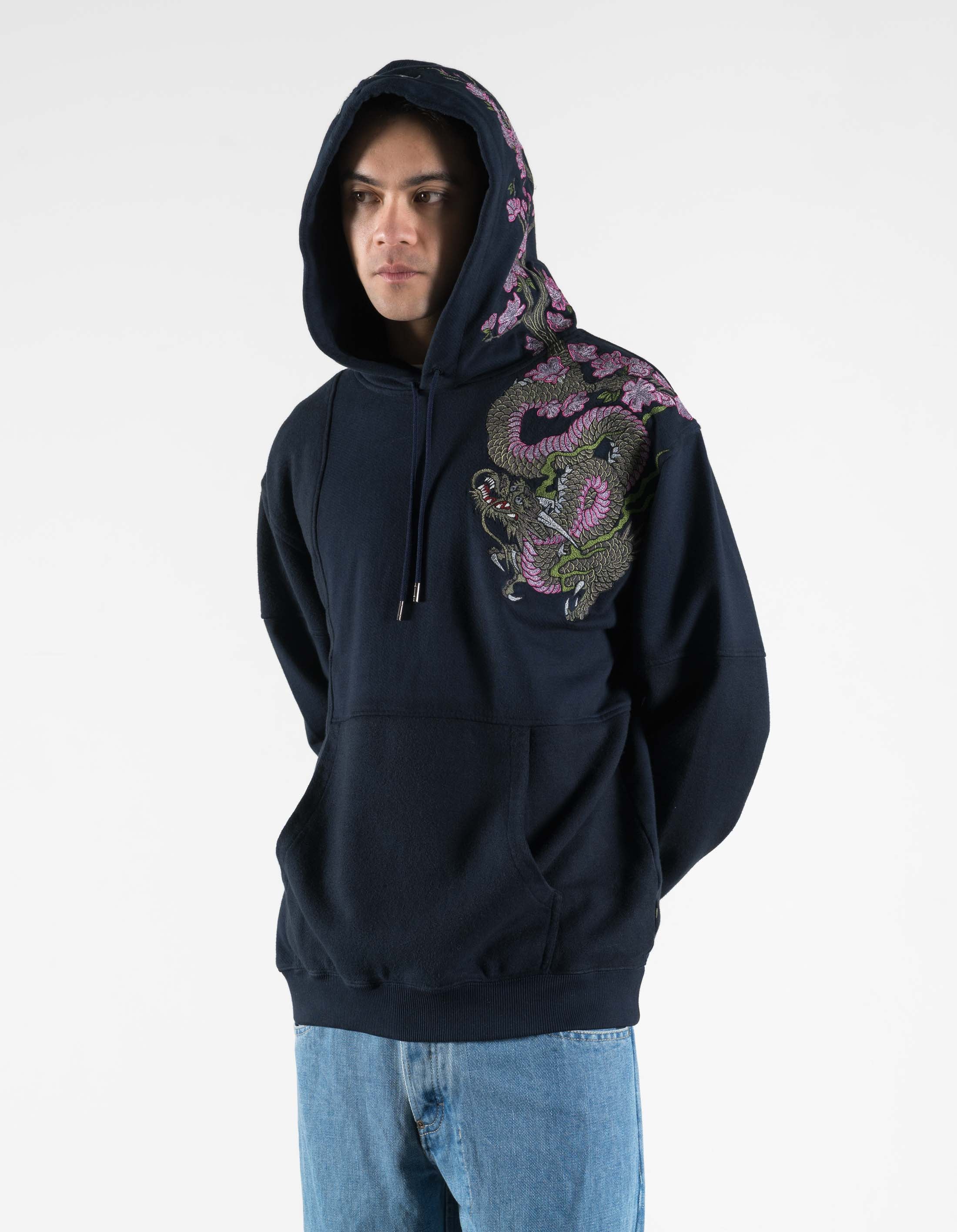 7362 Sakura Tugihagi Hooded Sweat Navy - Image 3