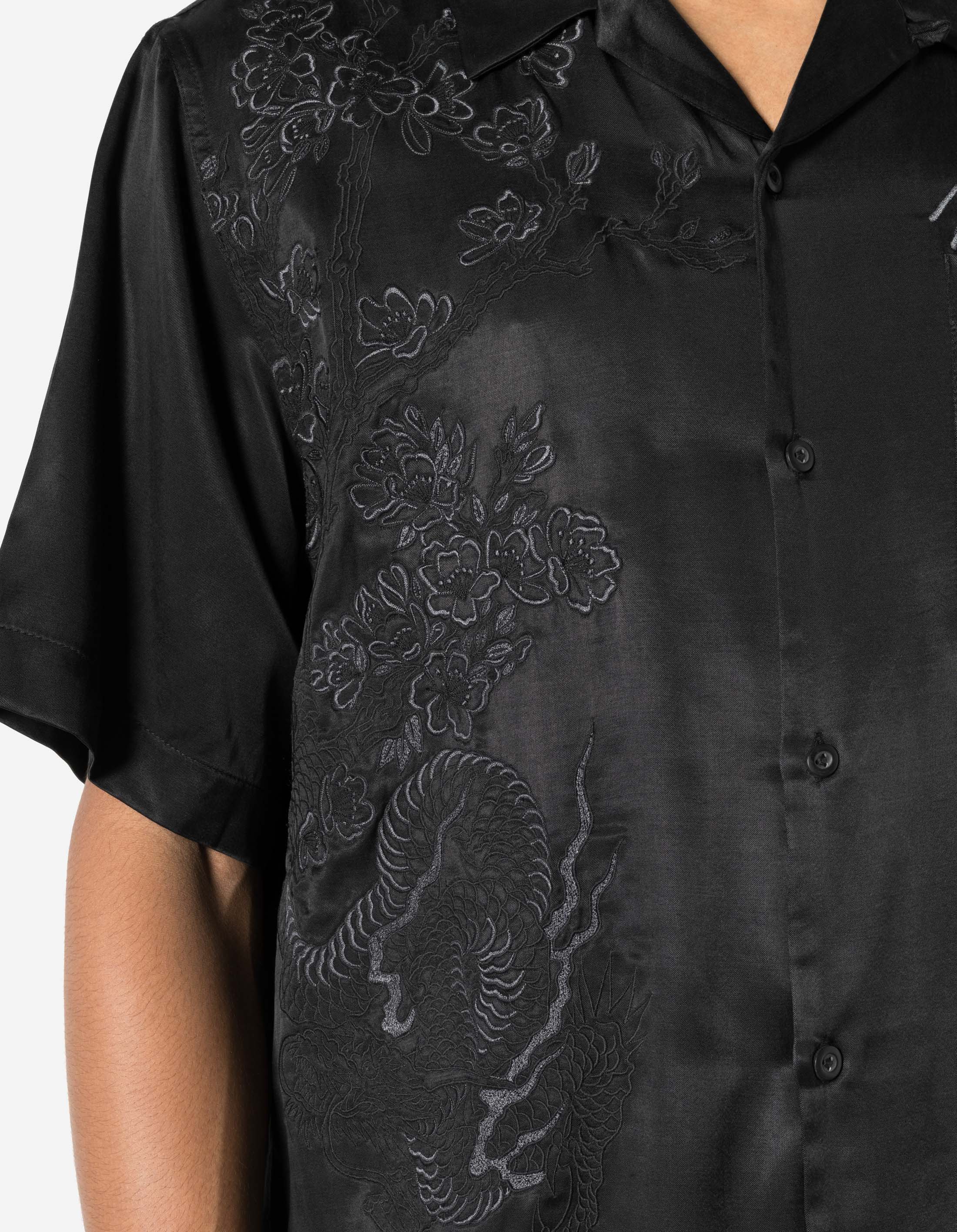 7364 Sakura Dragon Camp Collar Shirt Black - Image 5