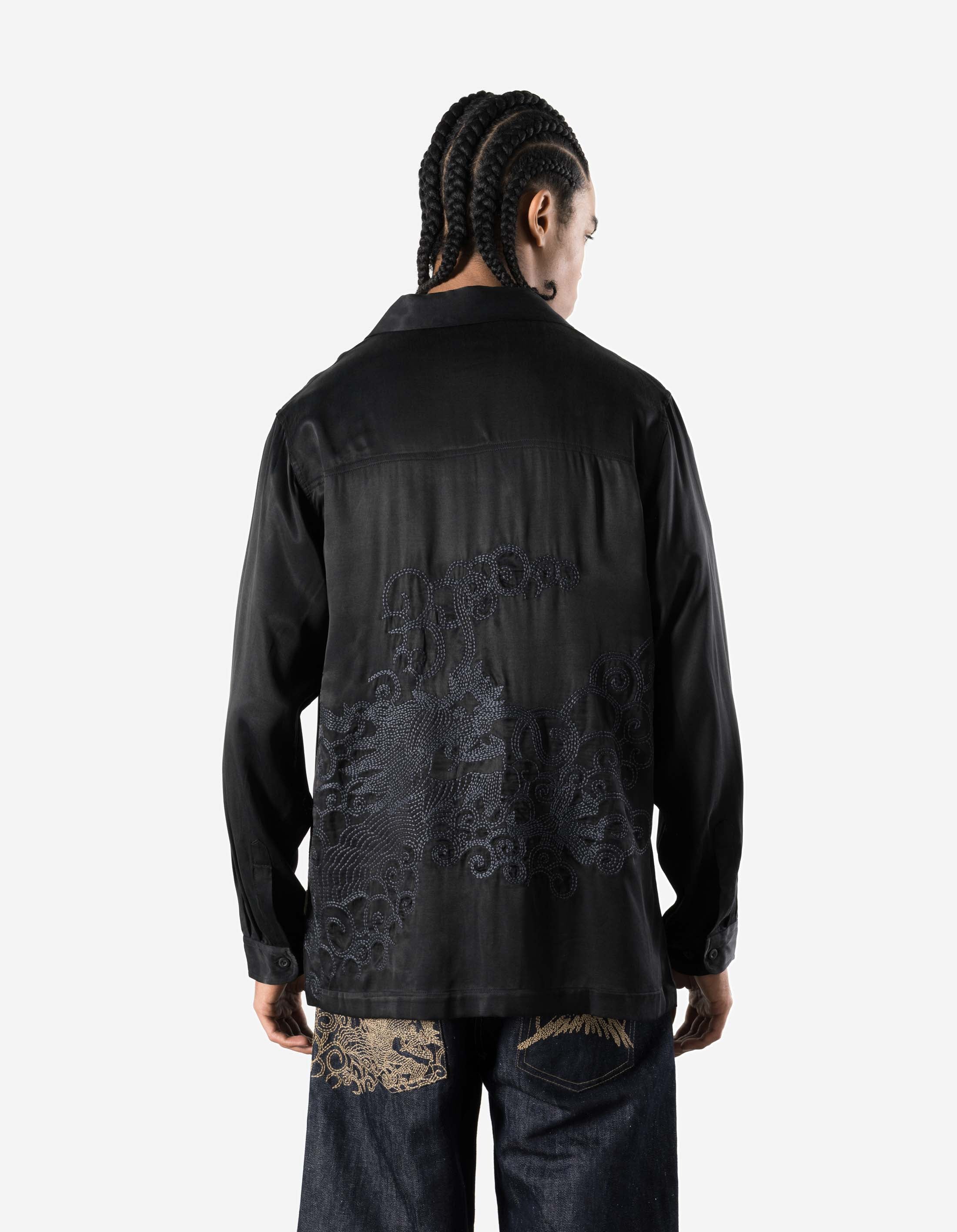 7365 Ascending Dragon Cupro Shirt Black - Image 6