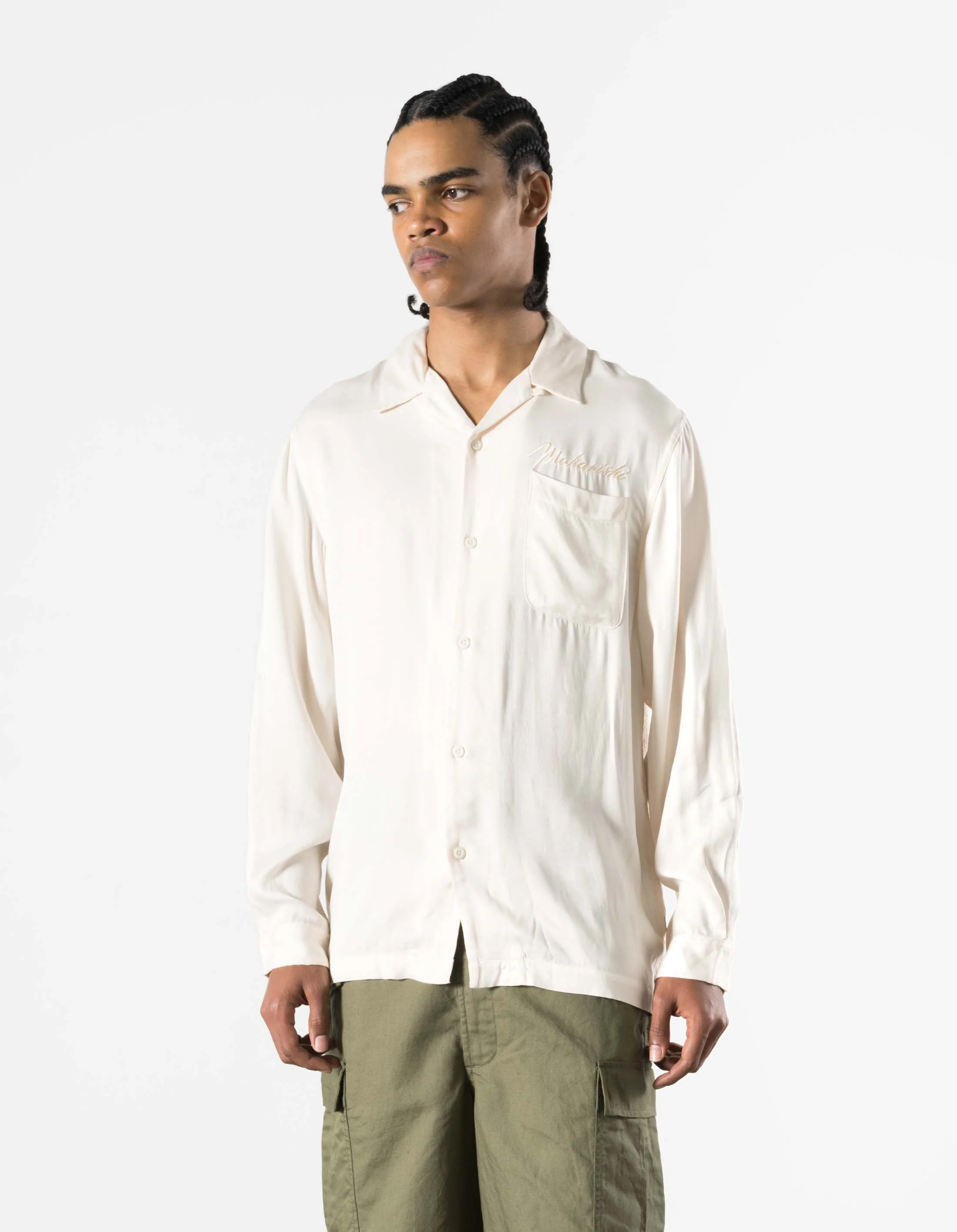 7365 Ascending Dragon Cupro Shirt Ecru - Image 3