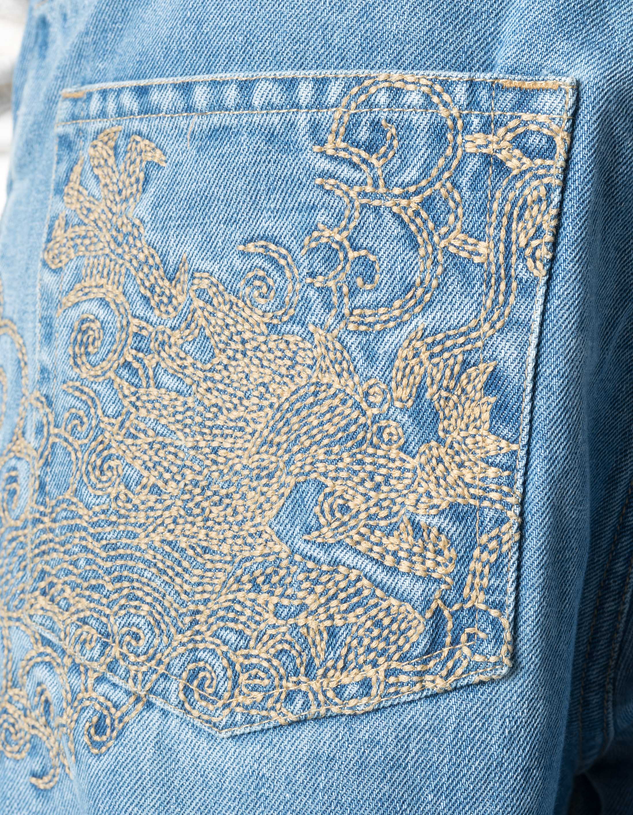 7383 Rising Dragon Hemp Jeans Washed Indigo - Image 6