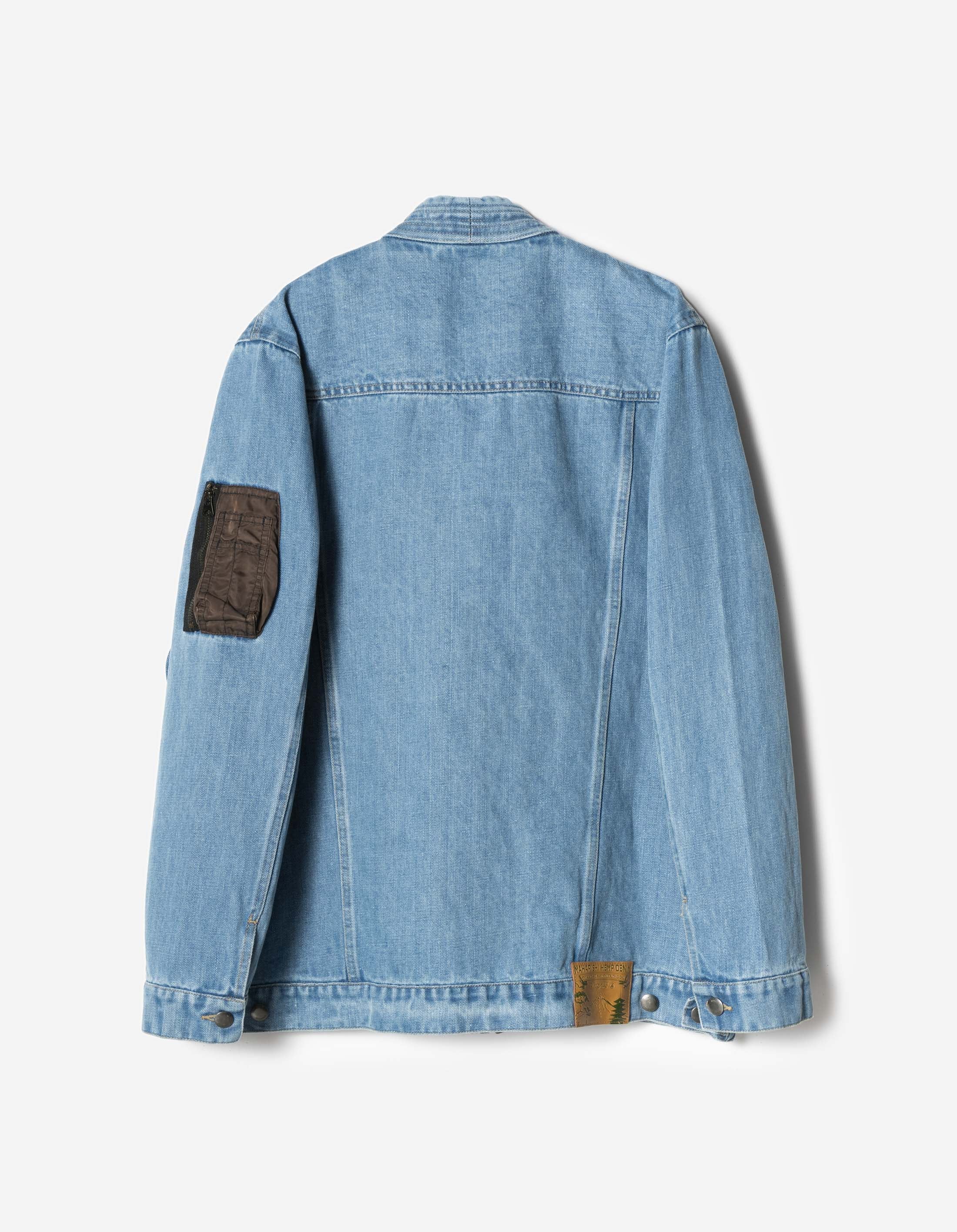 7384 L2-B Hemp Denim Trucker Kimono Washed Indigo - Image 12