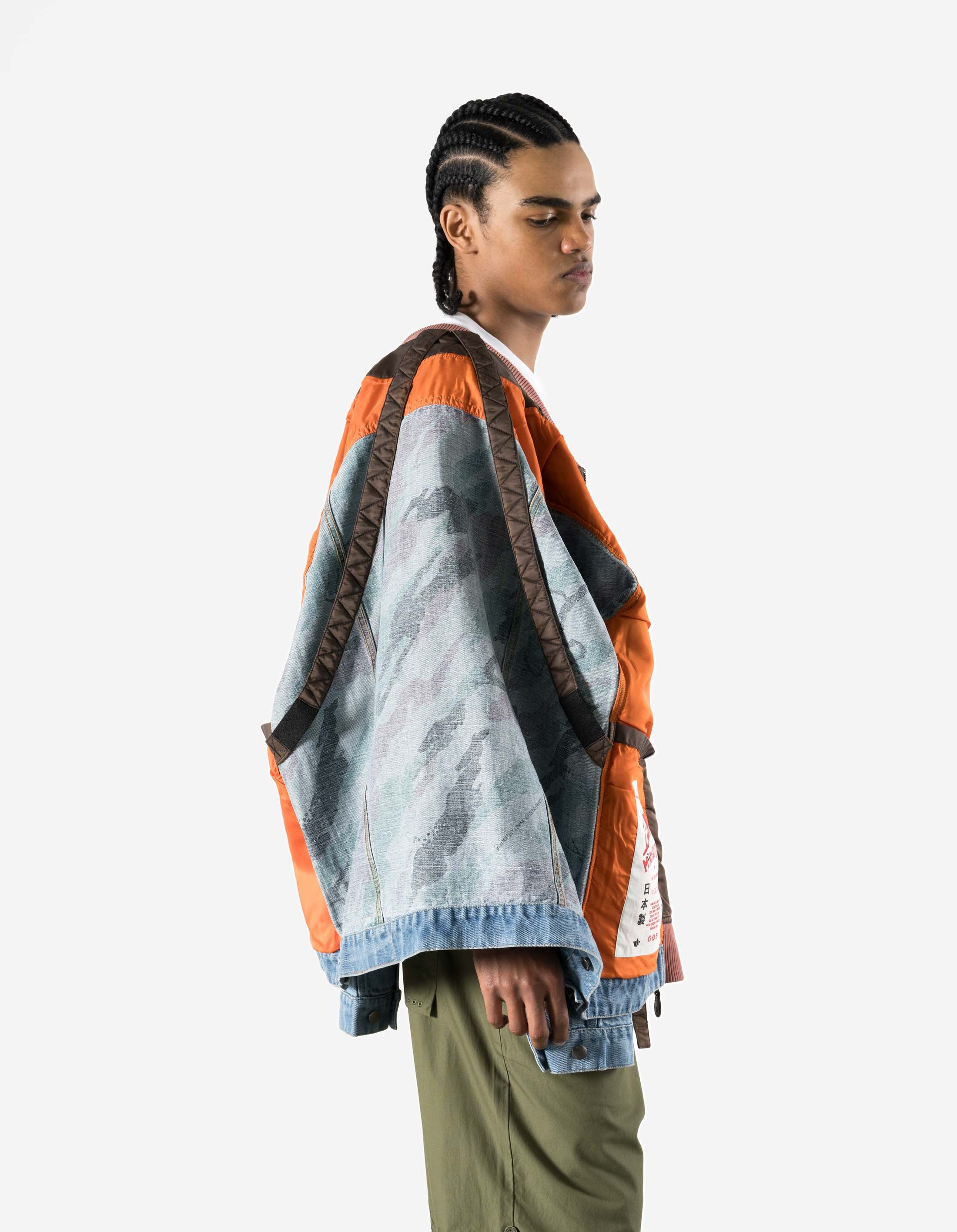 7384 L2-B Hemp Denim Trucker Kimono Washed Indigo - Image 4