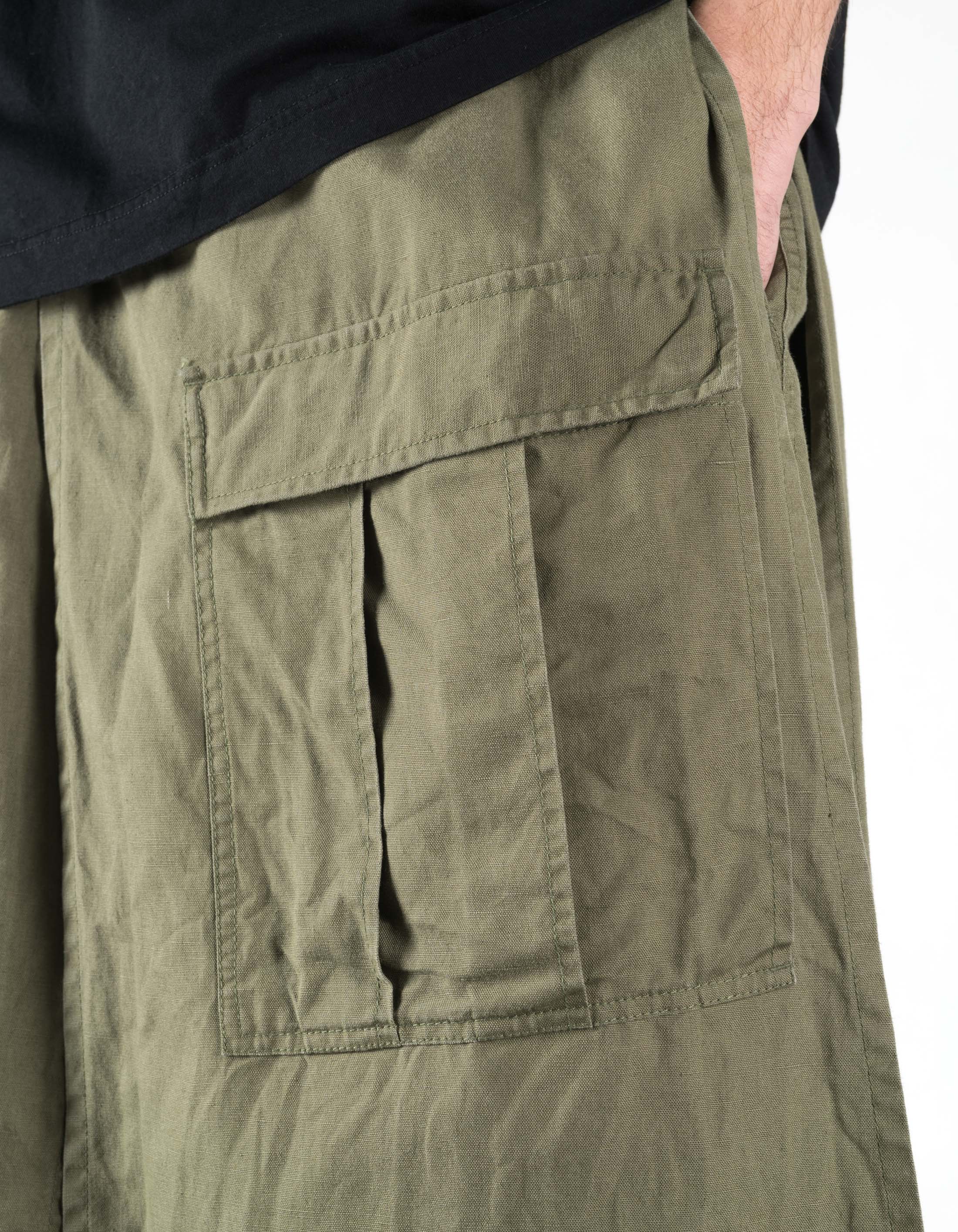 7398 WR Asym Cargo Hakama Pants Olive OG-107F - Image 7