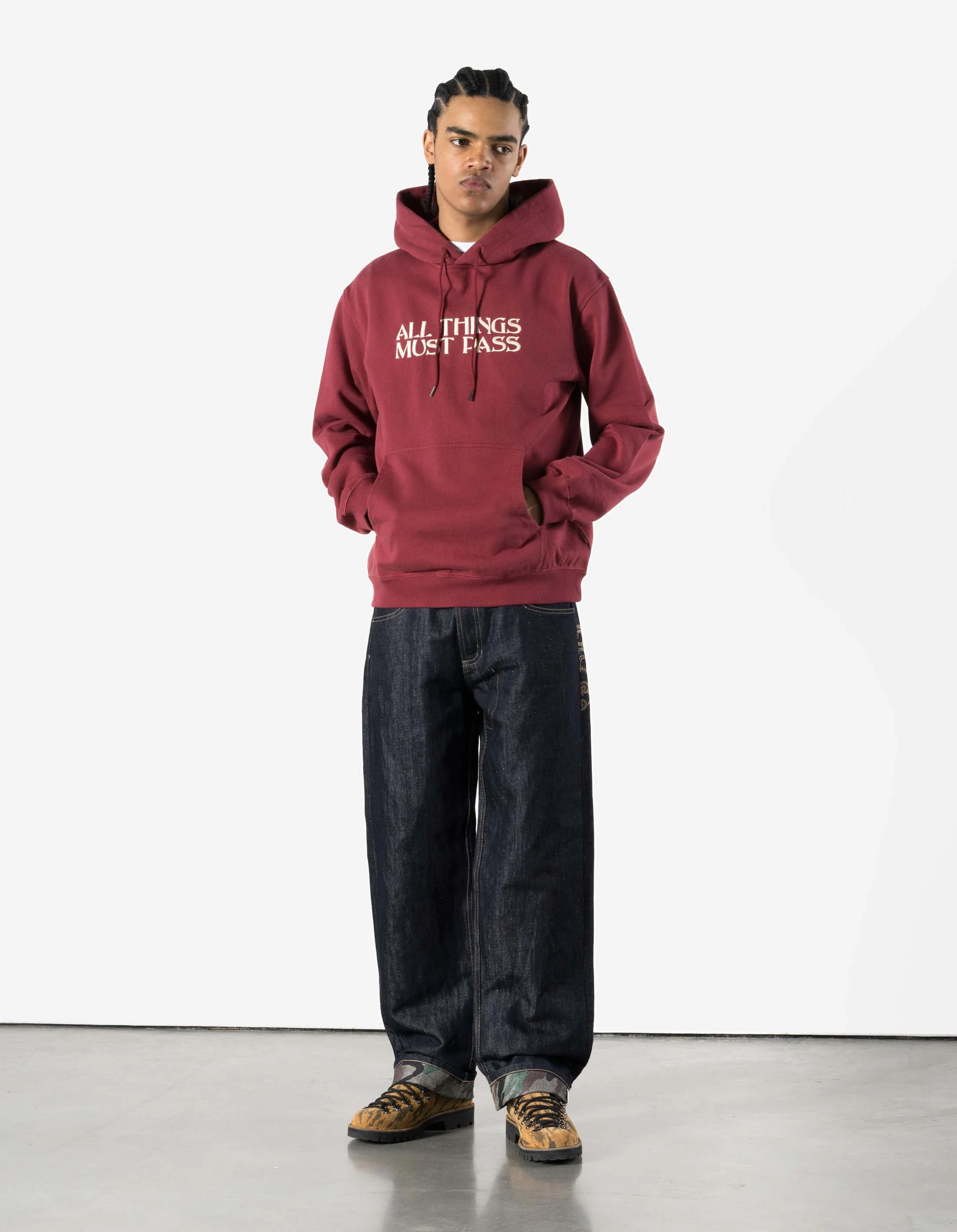7461 All Things Must Pass Hooded Sweat Maroon - Image 4