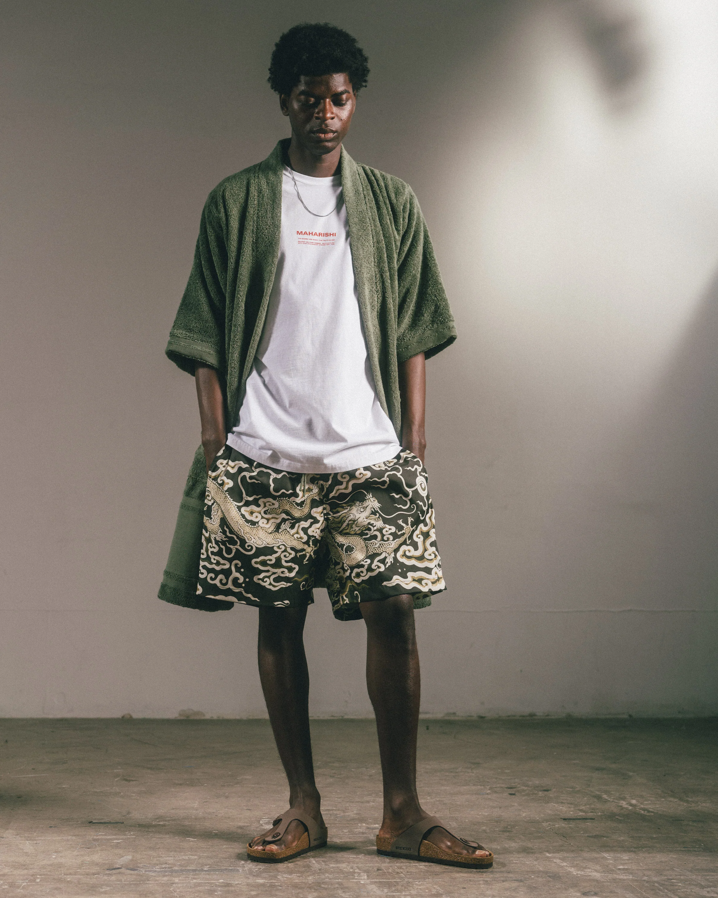 9872 Kimono Robe · Organic Cotton 700 Olive - Image 4